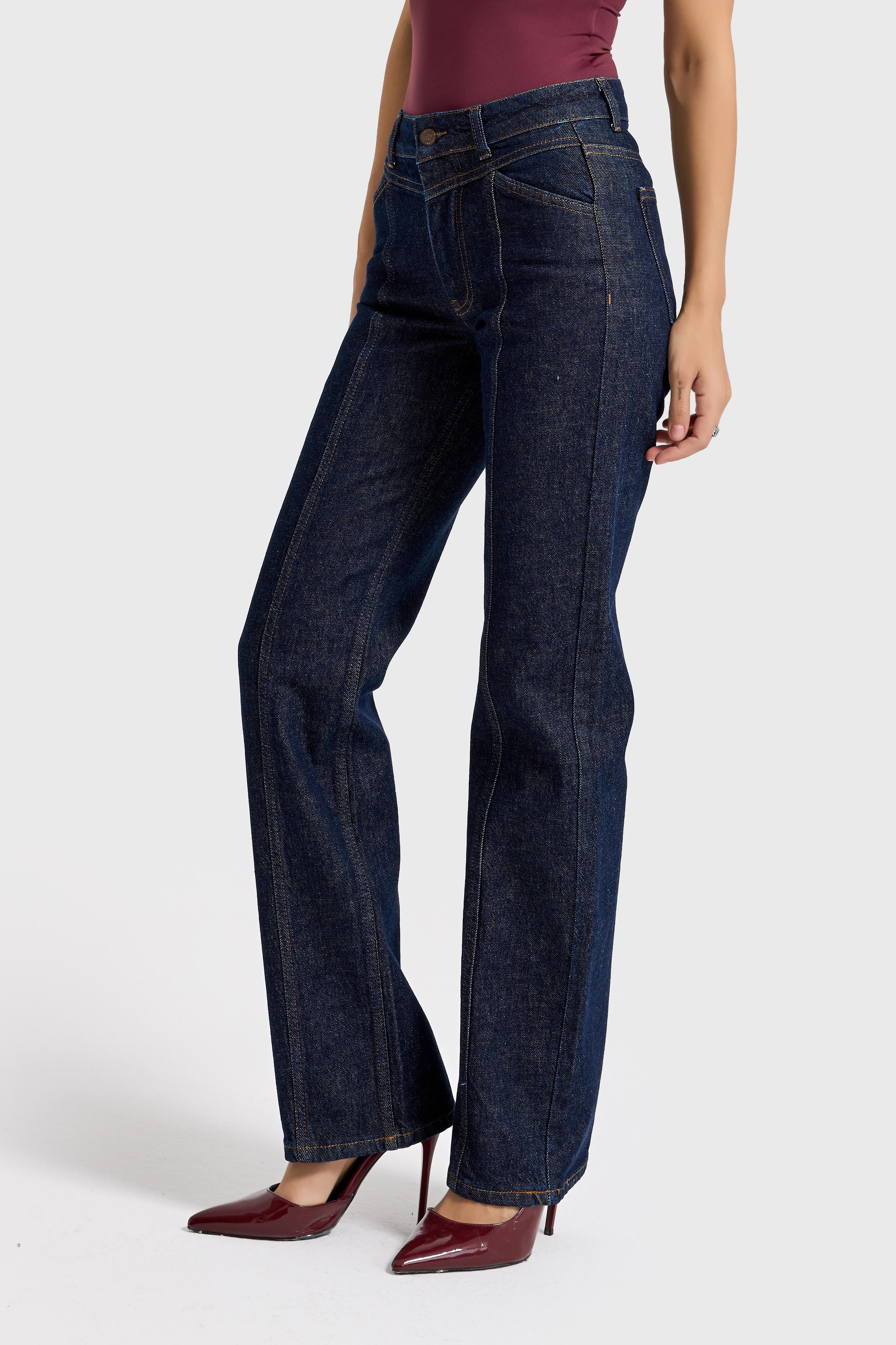 Kadın İndigo Renk 7s6-50 Straight Slim Fit %100 Koton Denim Jean