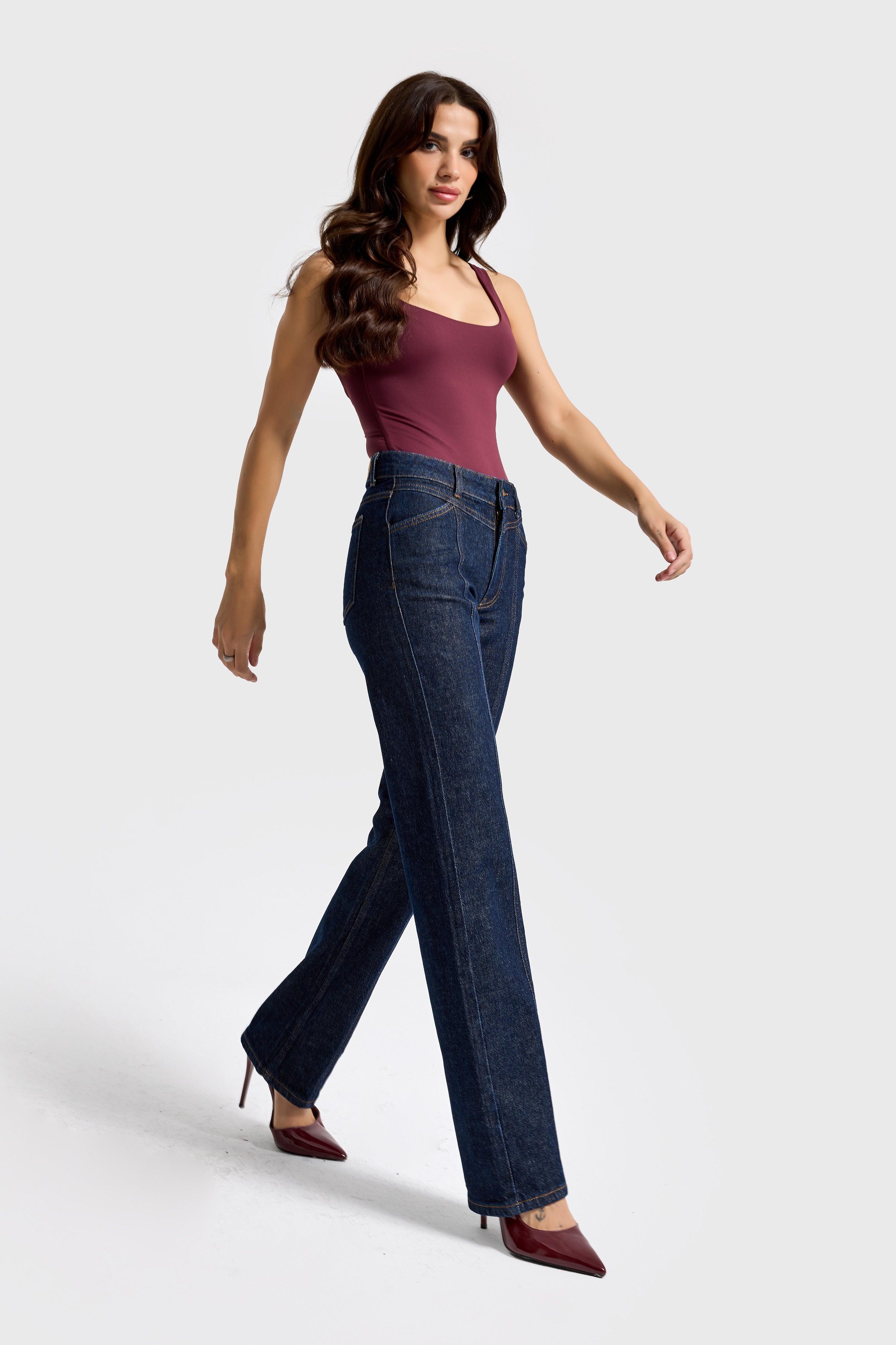 Kadın İndigo Renk 7s6-50 Straight Slim Fit %100 Koton Denim Jean