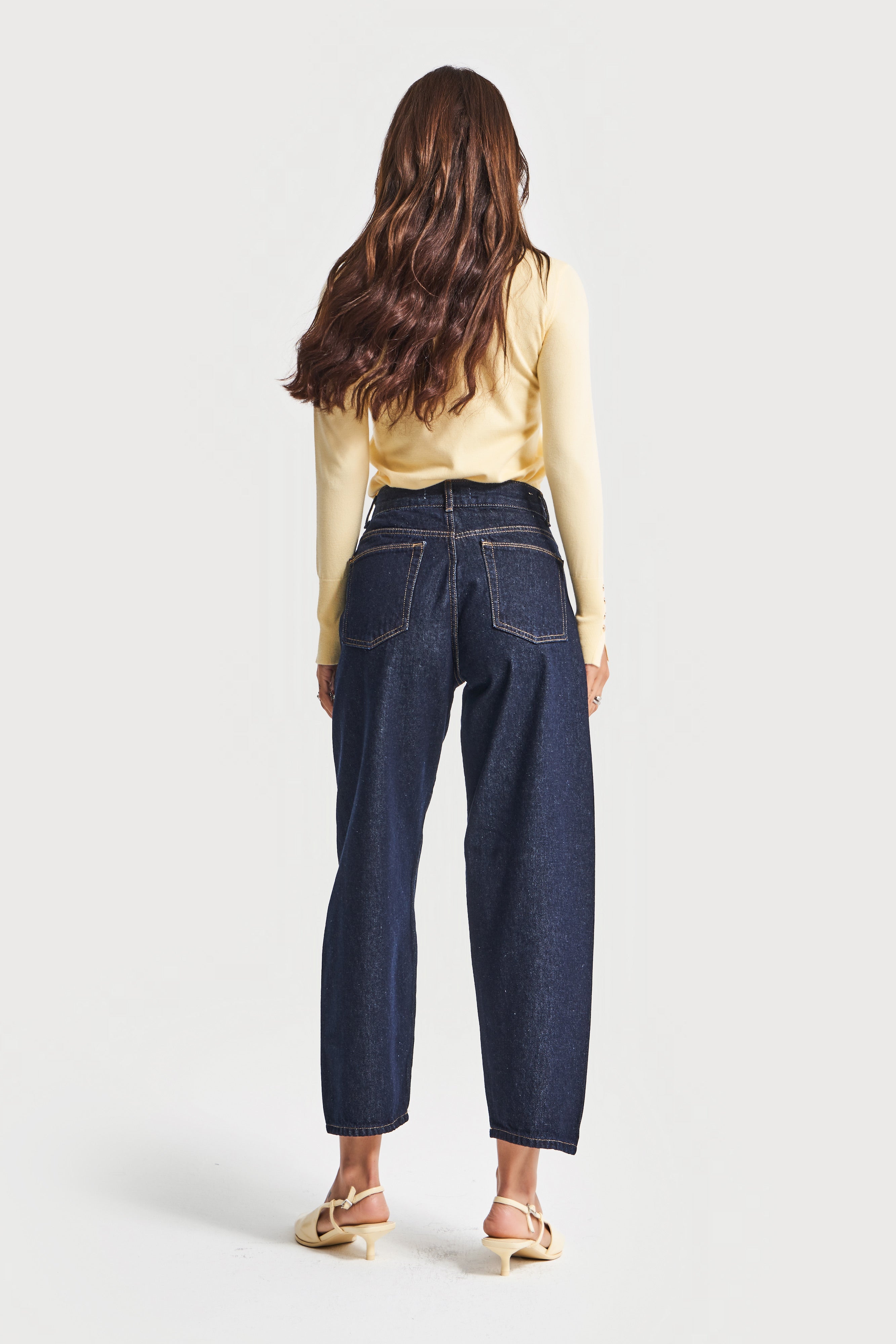 Kadın İndigo Renk 7w5-50 Carrot Fit Rahat Kesim İç Boy 67cm %100 Koton Denim Jean