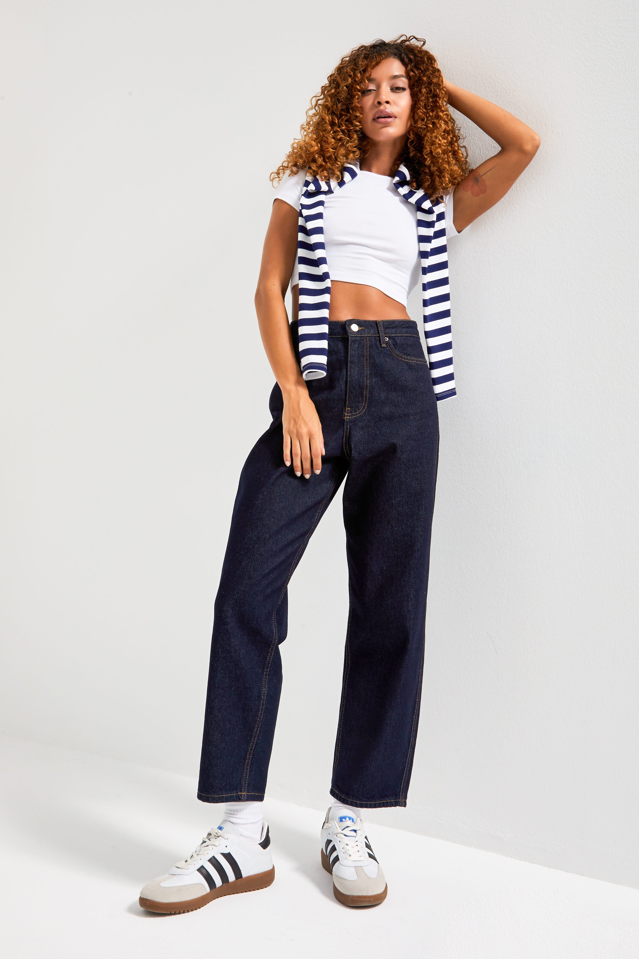 Kadın İndigo Renk 7w5-50 Relax Fit %100 Koton İç Boy 69cm %100 Koton Denim Jean