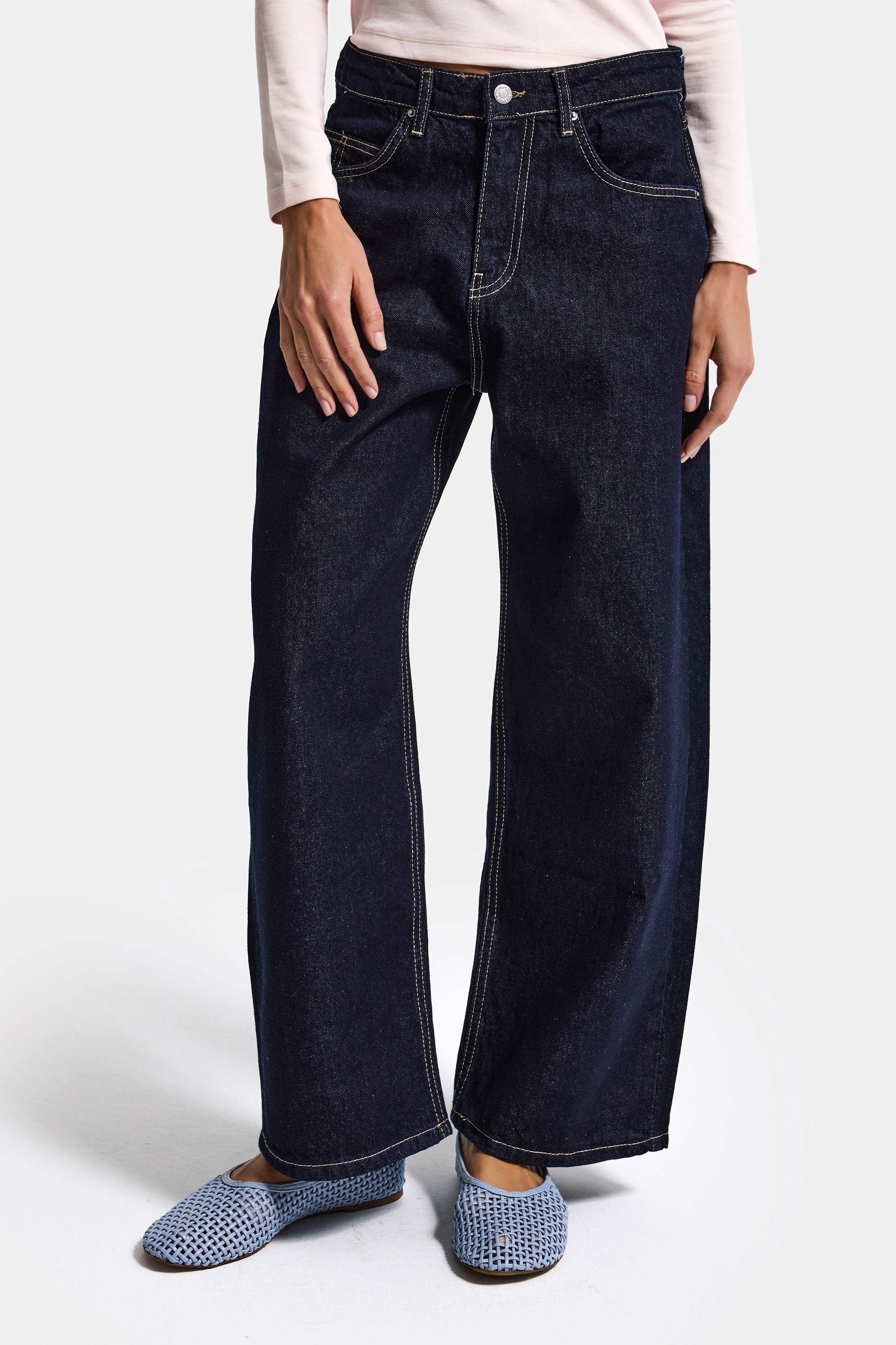 Kadın İndigo Selvedge 7s6-50 Baggy Low Rise Fit Tokyo %100 Koton Denim Jean