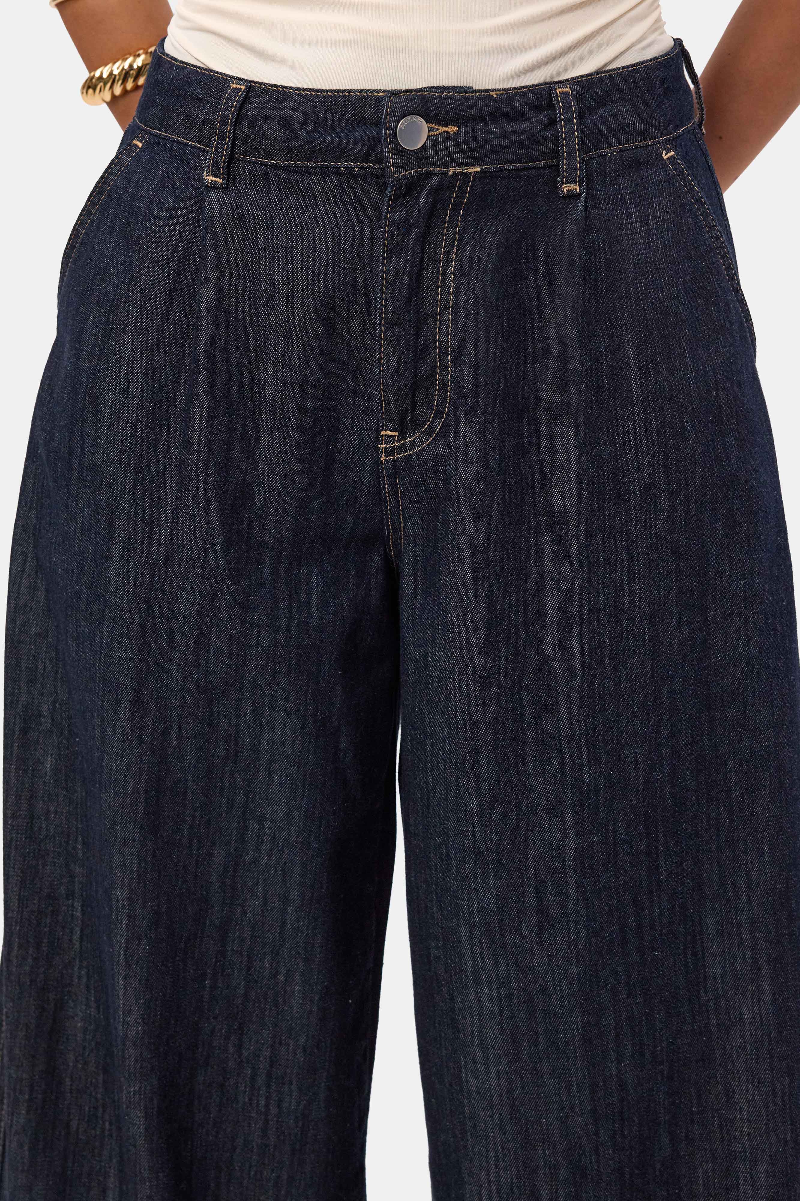Kadın İndigo Selvedge 7s6-50 Balon Jogger Fit Denim Jean