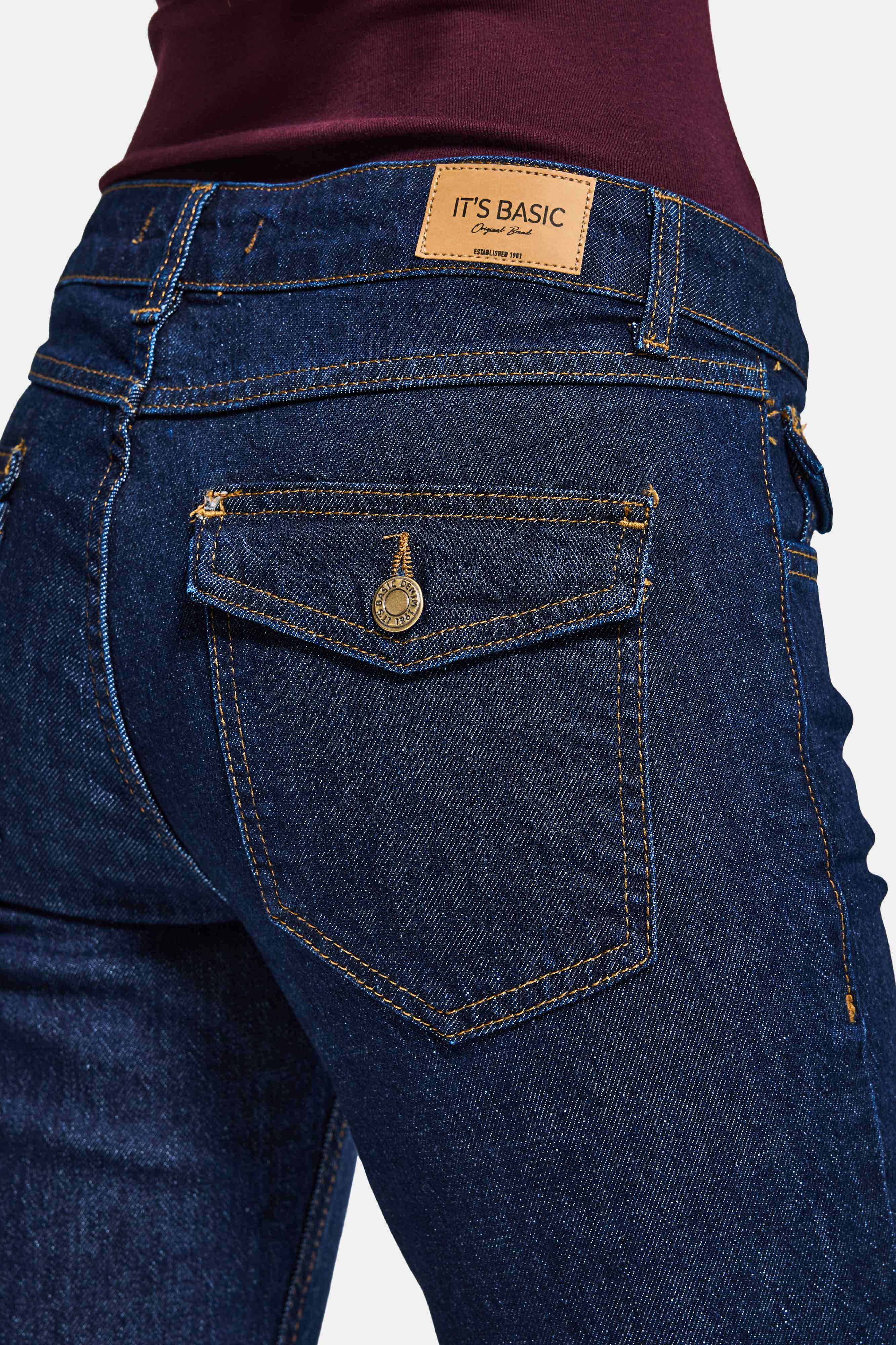 Kadın İndigo Selvedge 7s6-50 Flare Fit Esnek Kumaş Denim Jean