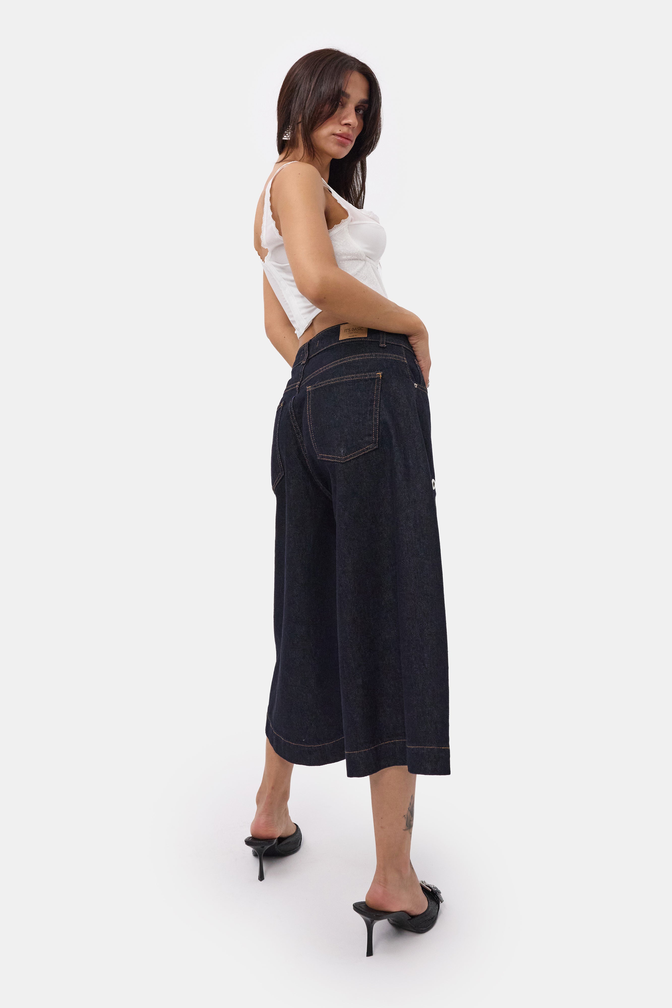 Kadın İndigo Selvedge 7s6-50 Maxi Boy Tasarım Bermuda Şort