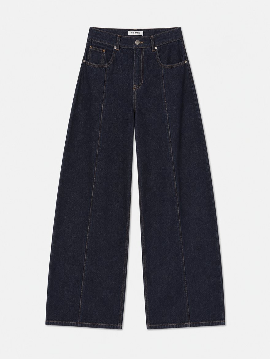 Kadın İndigo Selvedge 7w6-50 Barrel Fit Kemer Detaylı Denim Jean