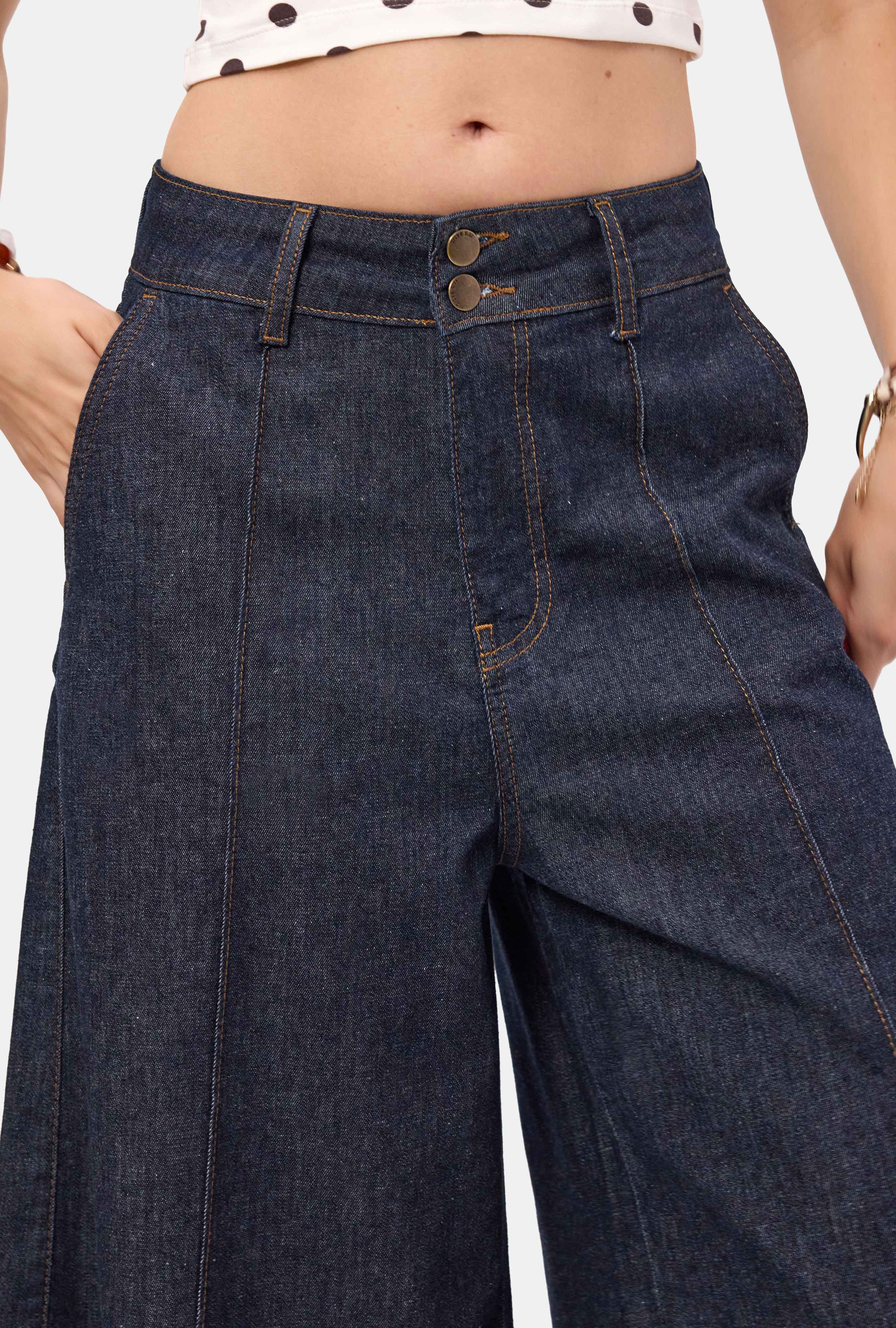 Kadın İndigo Selvedge 7w6-50 Maxi Denim Bermuda Jort