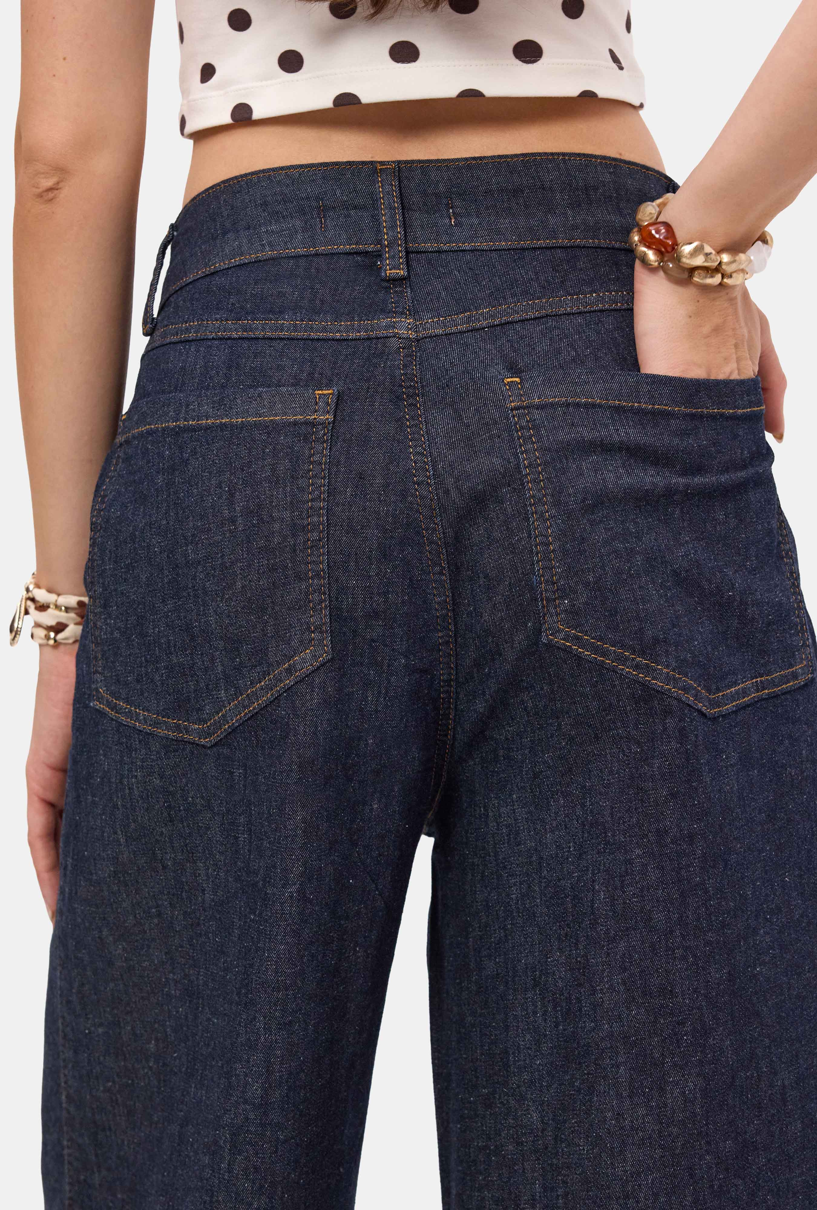 Kadın İndigo Selvedge 7w6-50 Maxi Denim Bermuda Jort
