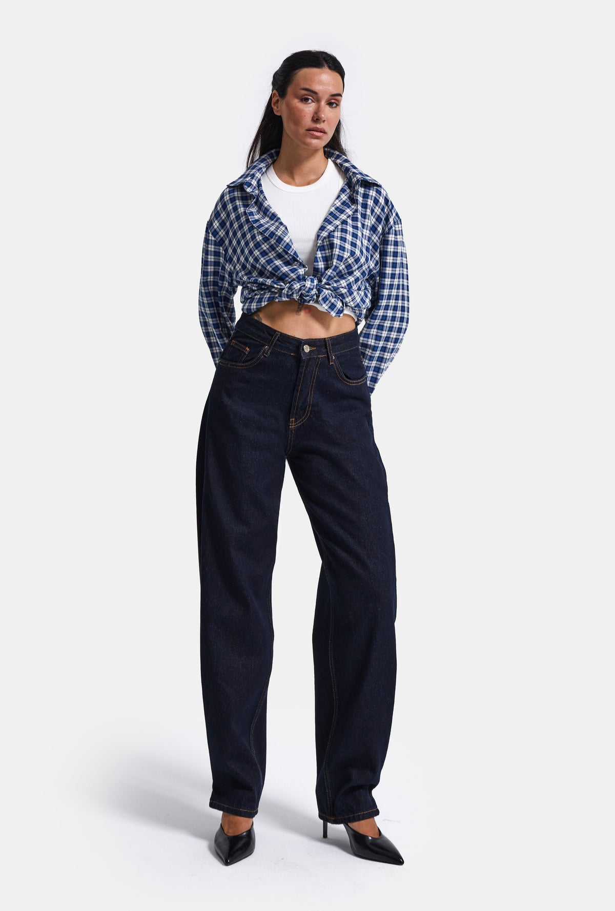 Kadın İndigo Selvedge 7w6-50 Mid Rise Trapered TT49 Denim Jean