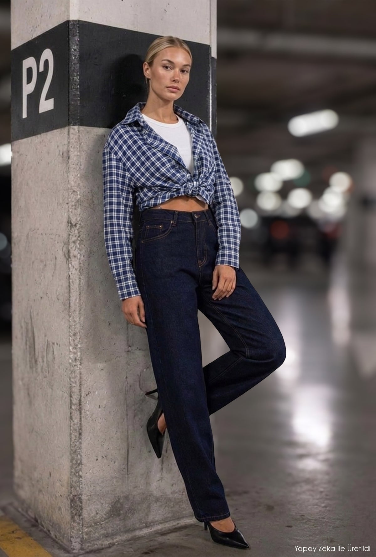 Kadın İndigo Selvedge 7w6-50 Mid Rise Trapered TT49 Denim Jean