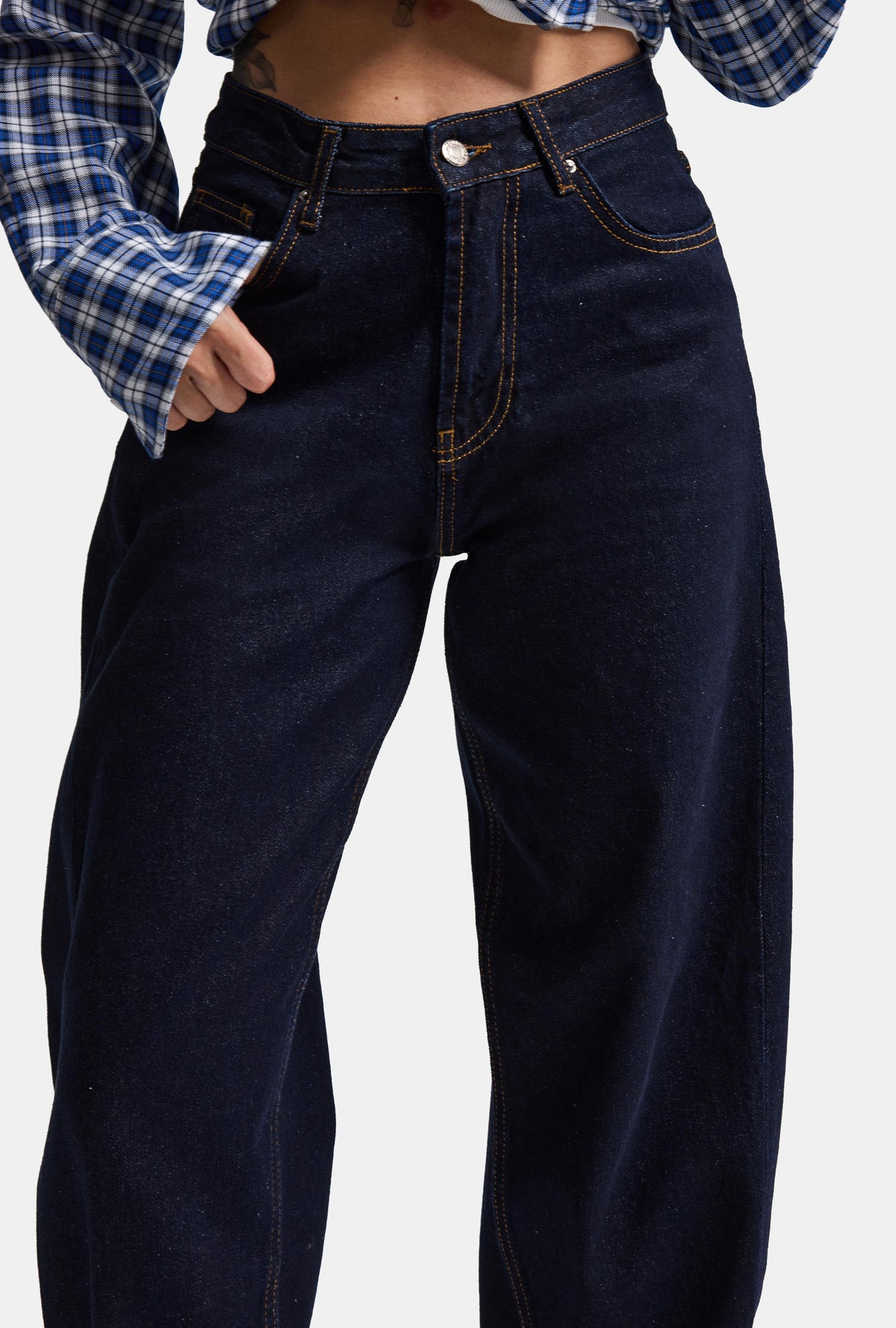 Kadın İndigo Selvedge 7w6-50 Mid Rise Trapered TT49 Denim Jean