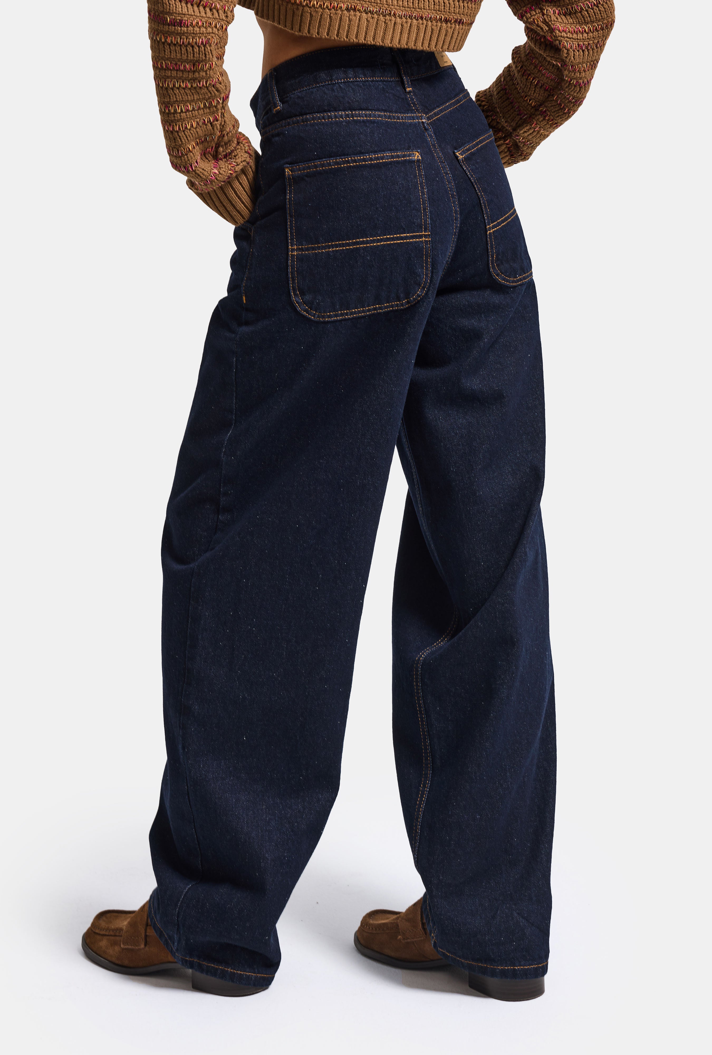 Kadın İndigo Selvedge 7w6-50 Skater Fit Bol Kesim Denim Jean