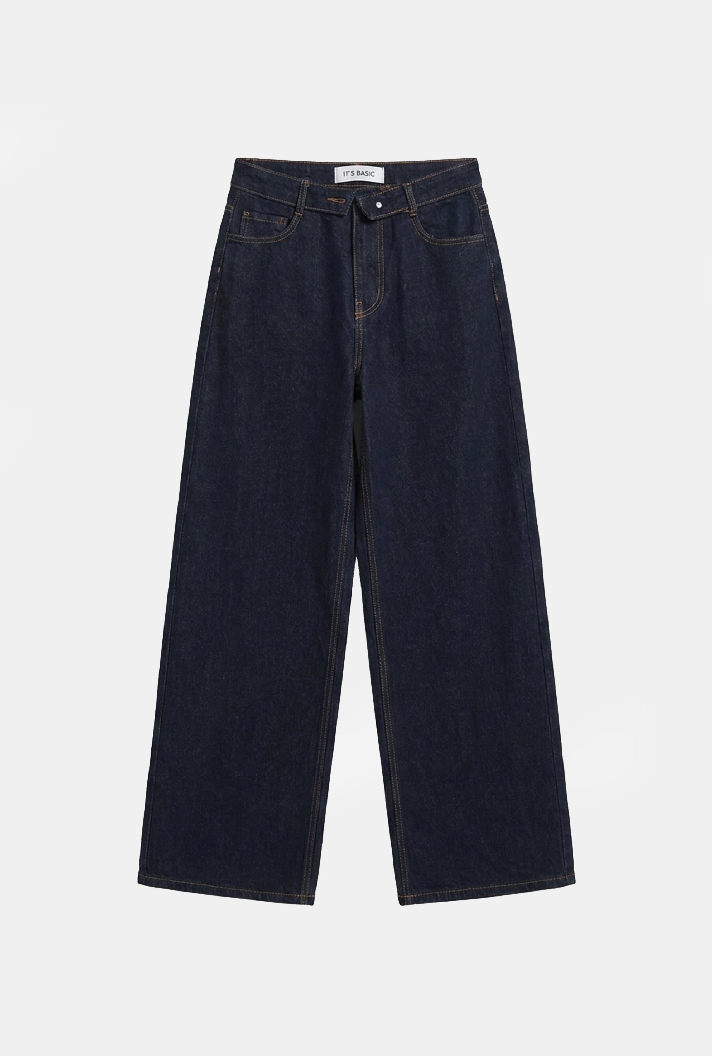 Kadın İndigo Selvedge 7w6-50 Straight Fit Kemer Detaylı Denim Jean