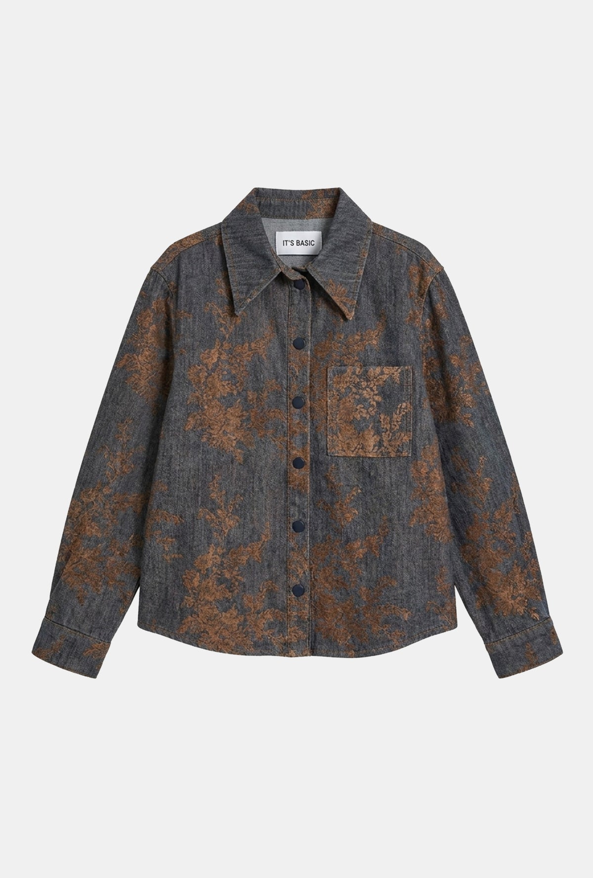 Kadın Kahve Kot 1w6-202 Oversize Özel Kumaş Tasarım Denim Ceket Gömlek