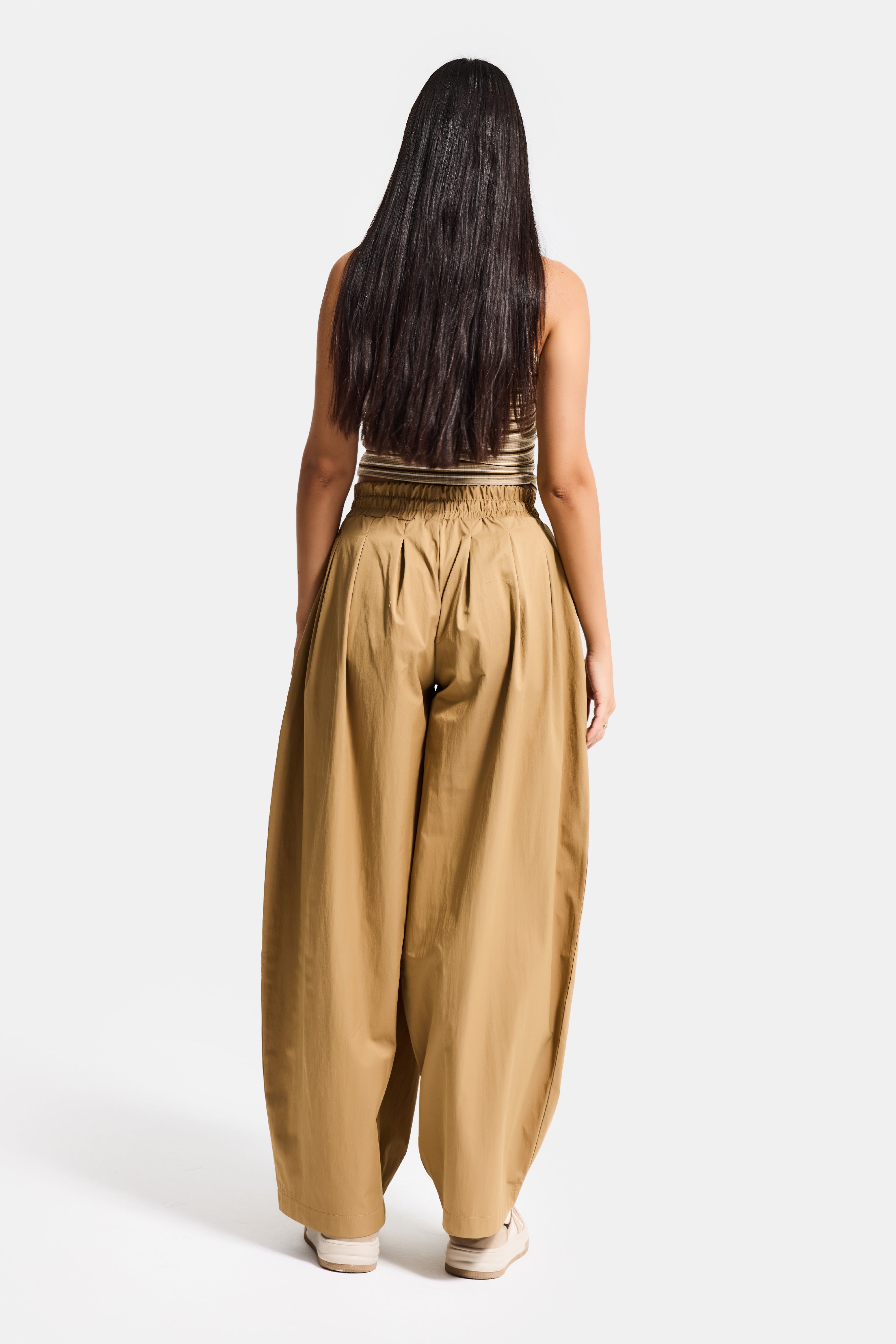 Kadın Kahve s6-76 Süper Balon Fit Bol Kesim Özel Kumaş Pantolon