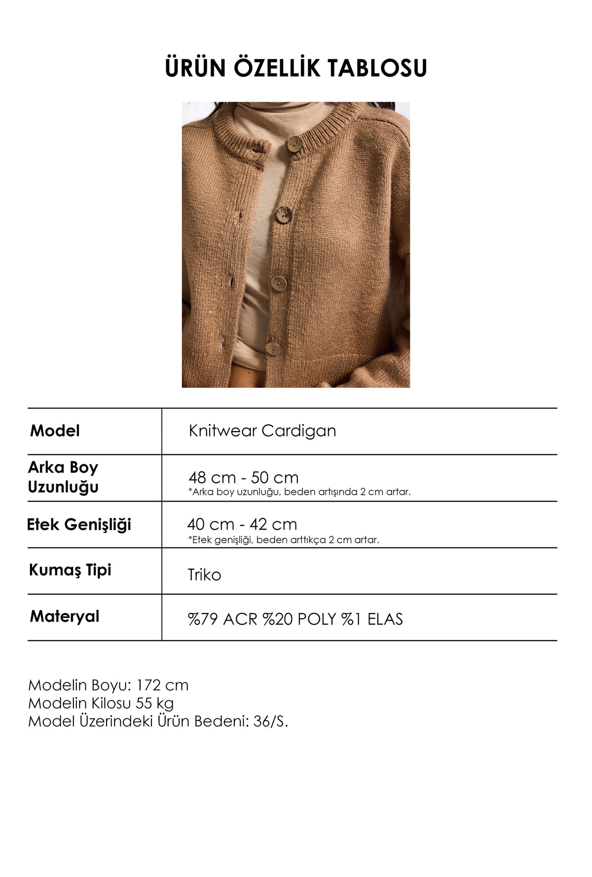 Kadın Kahve w6-172 Oversize Düğmeli Kazak Hırka