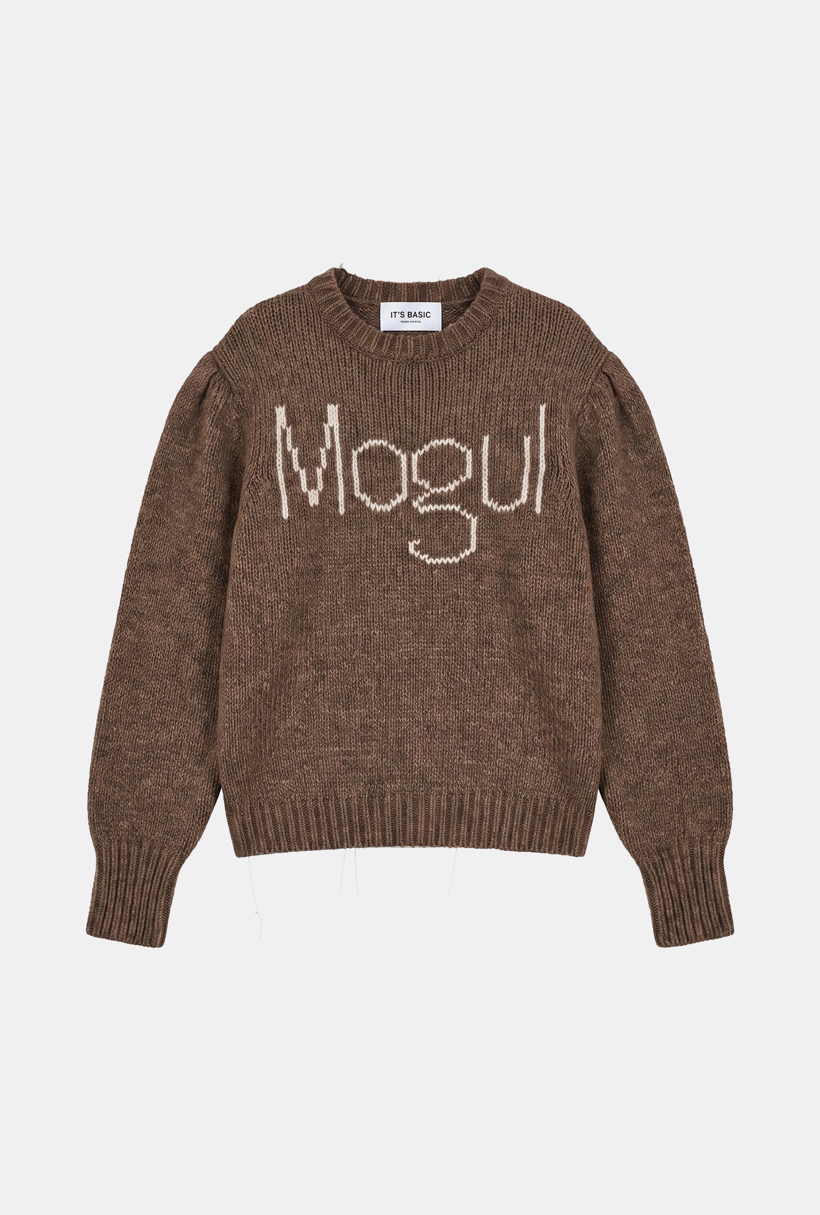 Kadın Kahve w6-81 Mogul Nakışlı Oversize Tasarım Triko Kazak