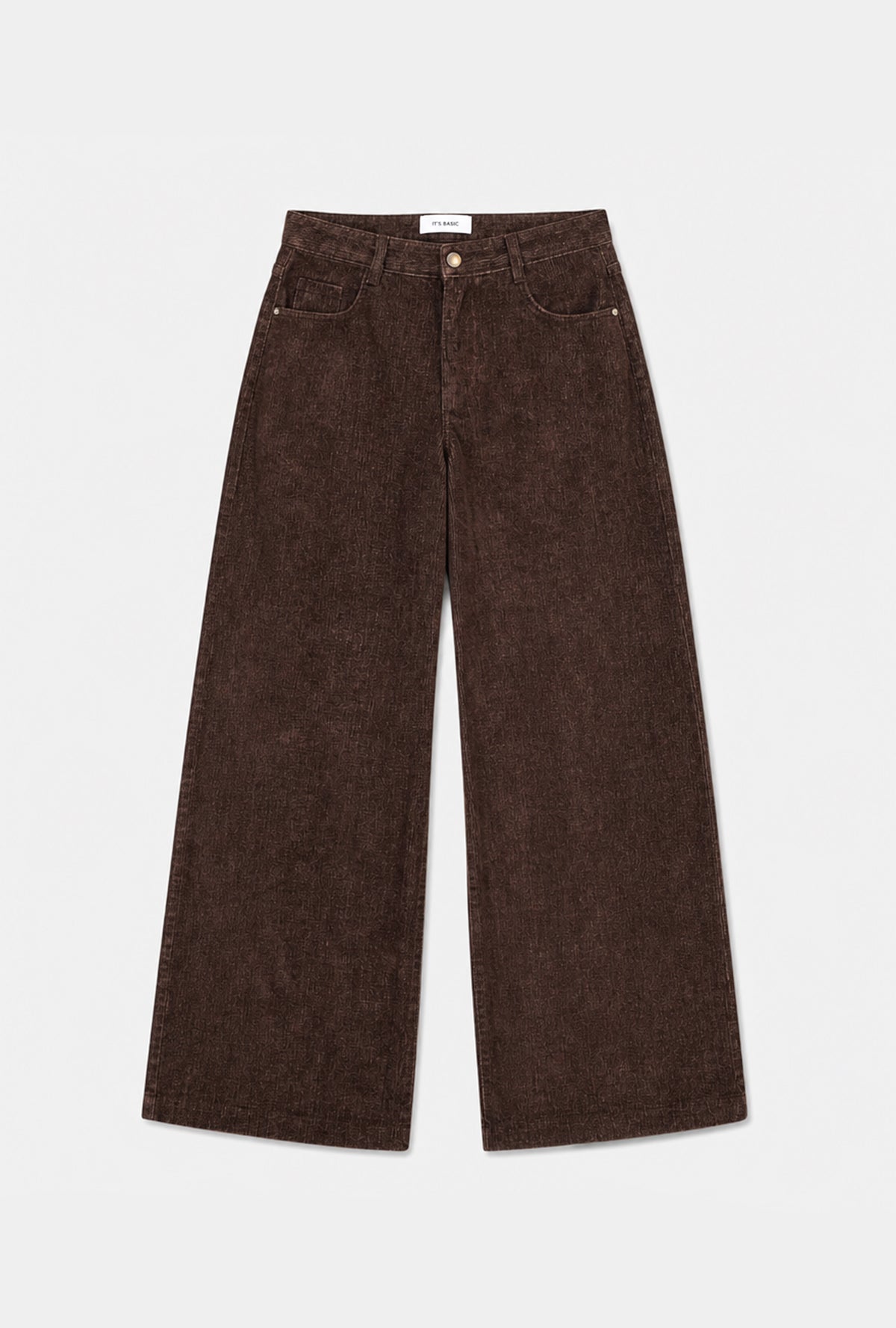Kadın Kahve w6-81 Palazzo Fit Pürüzsüz Velvet Kadife Kumaş Pantolon