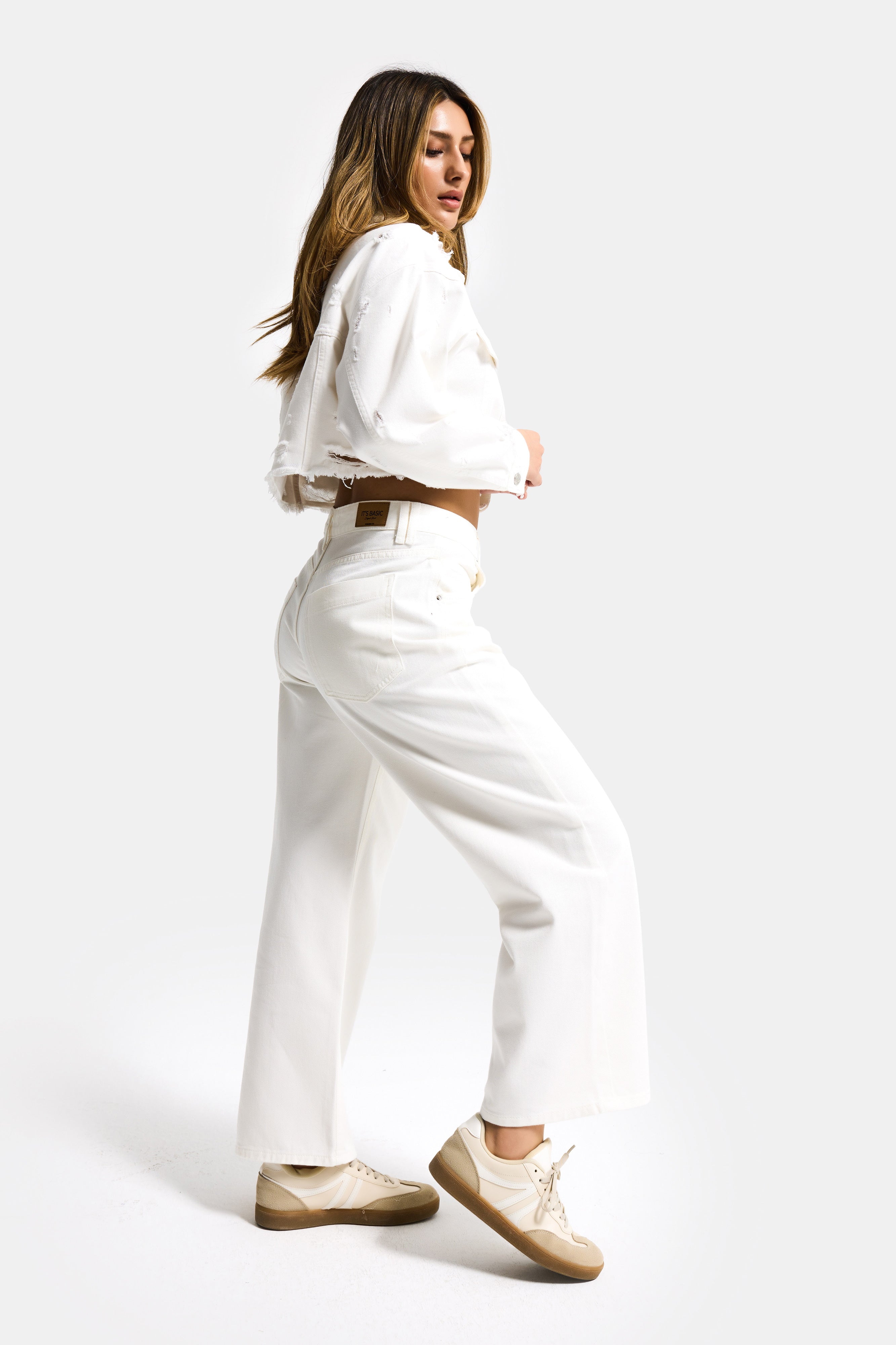 Kadın Kırık Beyaz 7s6-101 Baggy Low Rise Tokyo %100 Koton Denim Jean