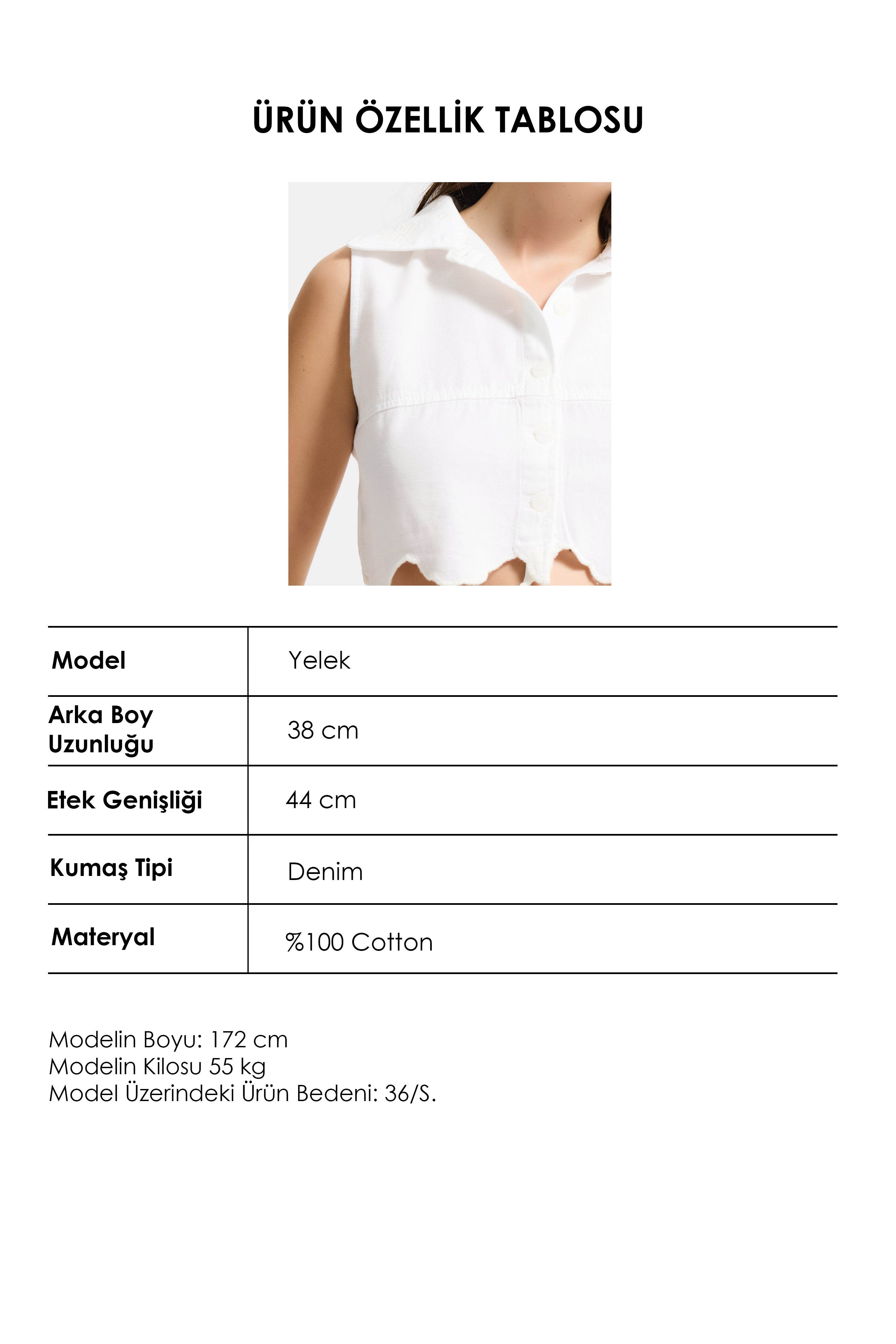 Kadın Kırık Beyaz 7s6-101 Crop Fit Dantel Detaylı Tasarım Yelek