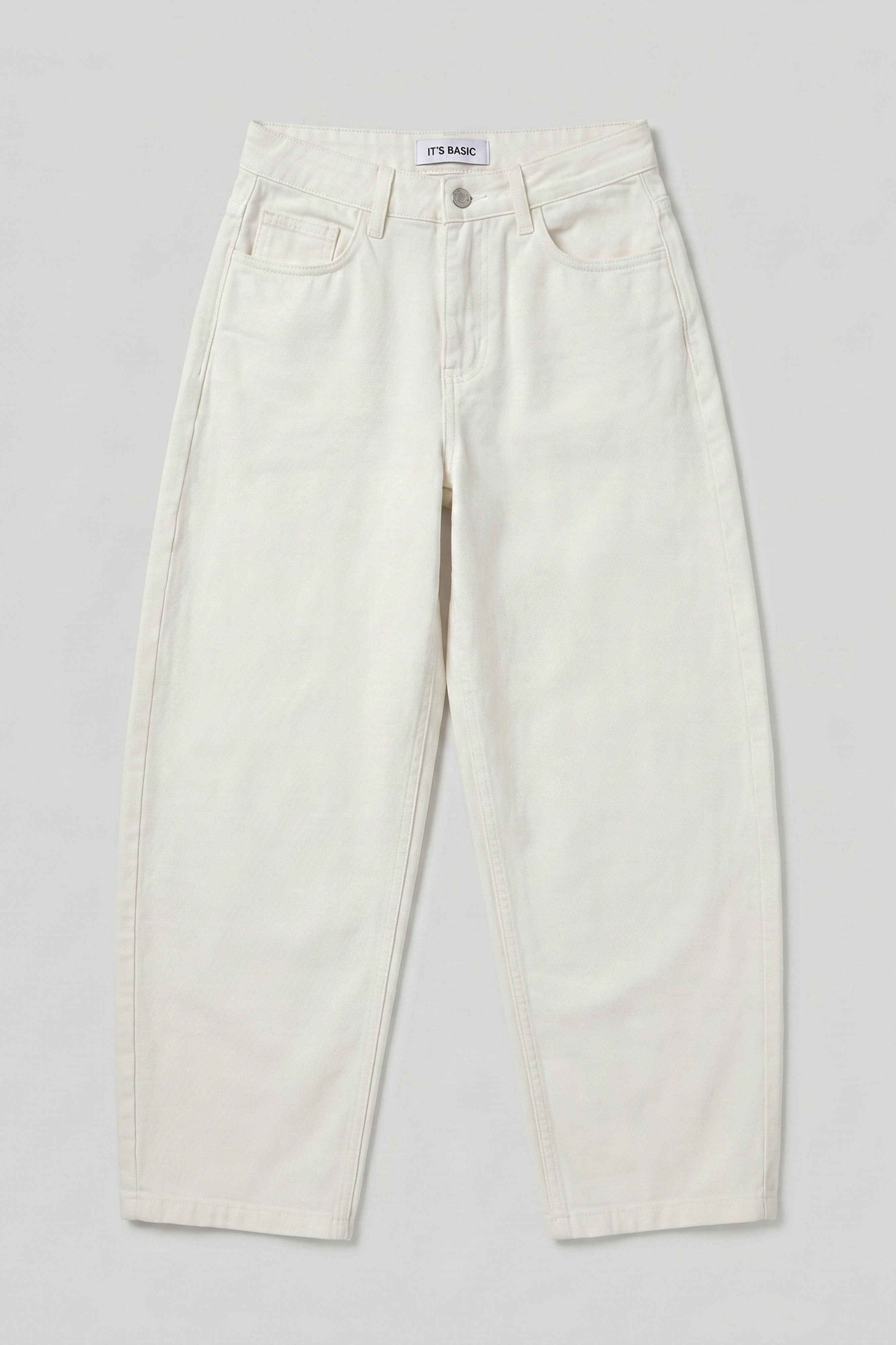 Kadın Kırık Beyaz 7s6-101 High Rise Tapered Leg Fit Denim Jean