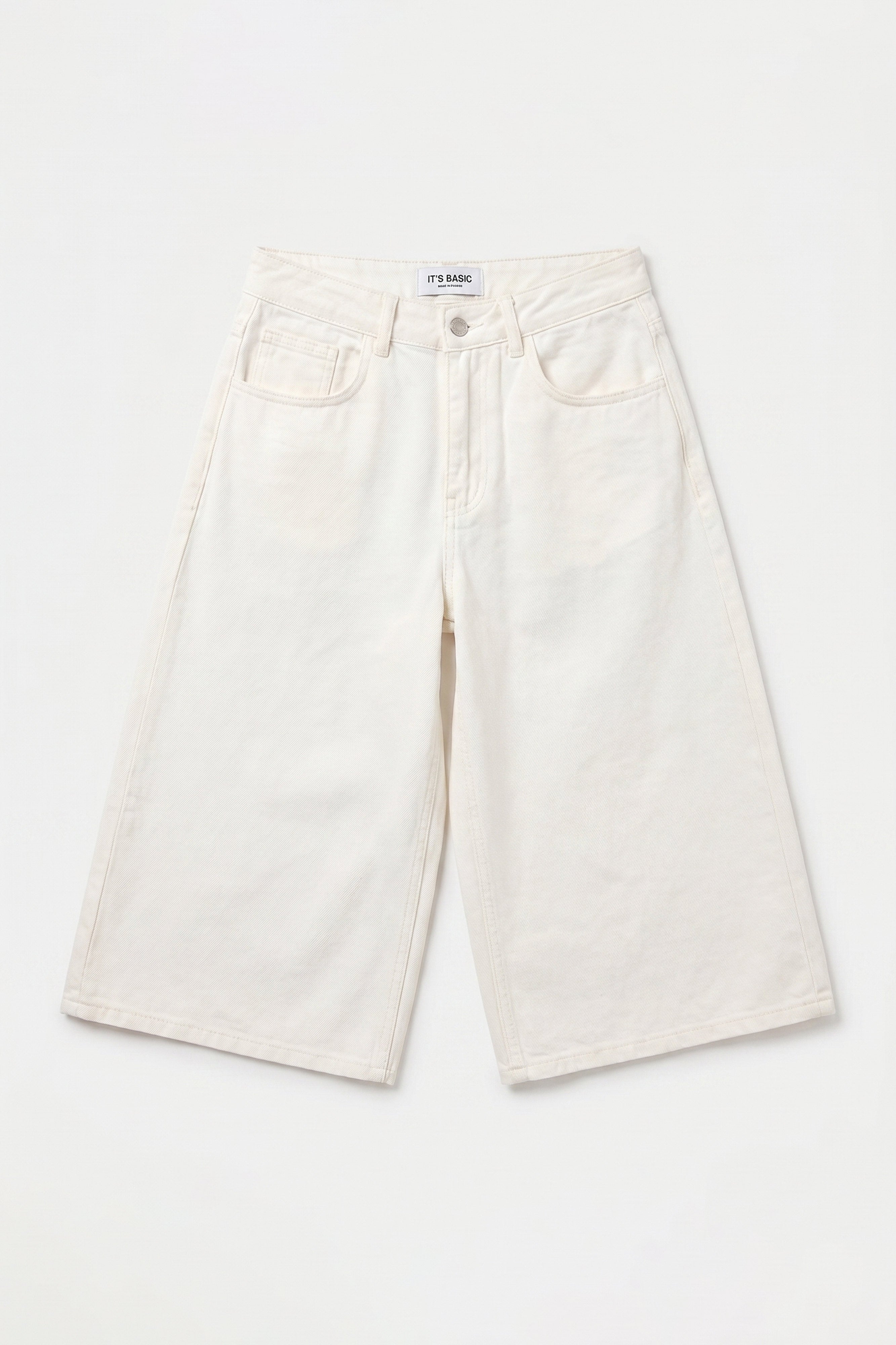 Kadın Kırık Beyaz 7s6-101 Maxi Denim Bermuda Şort