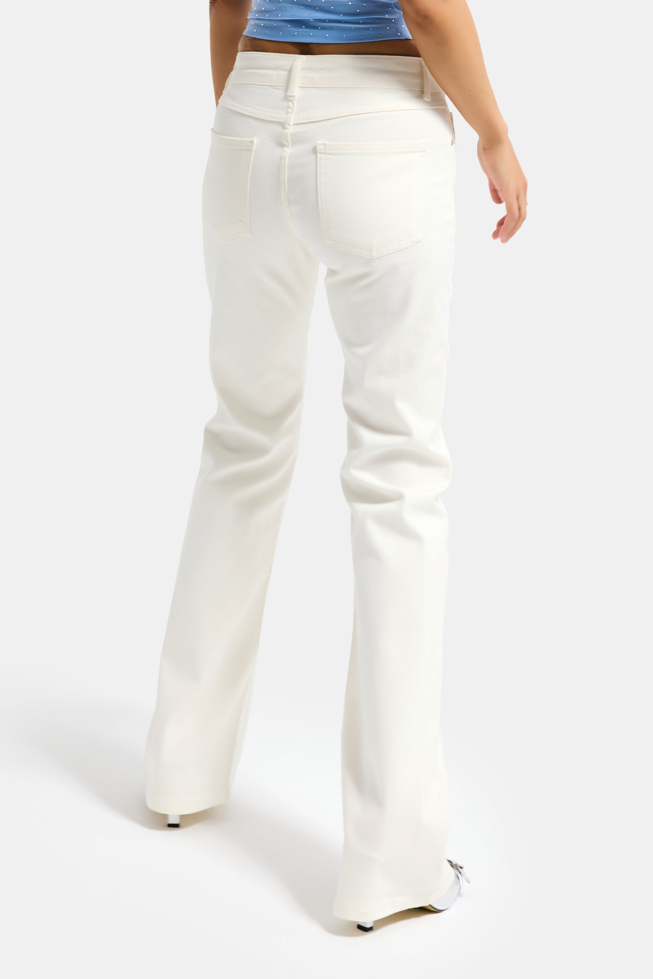 Kadın Kırık Beyaz 7s6-101 Mid Rise Flare Fit Denim Jean
