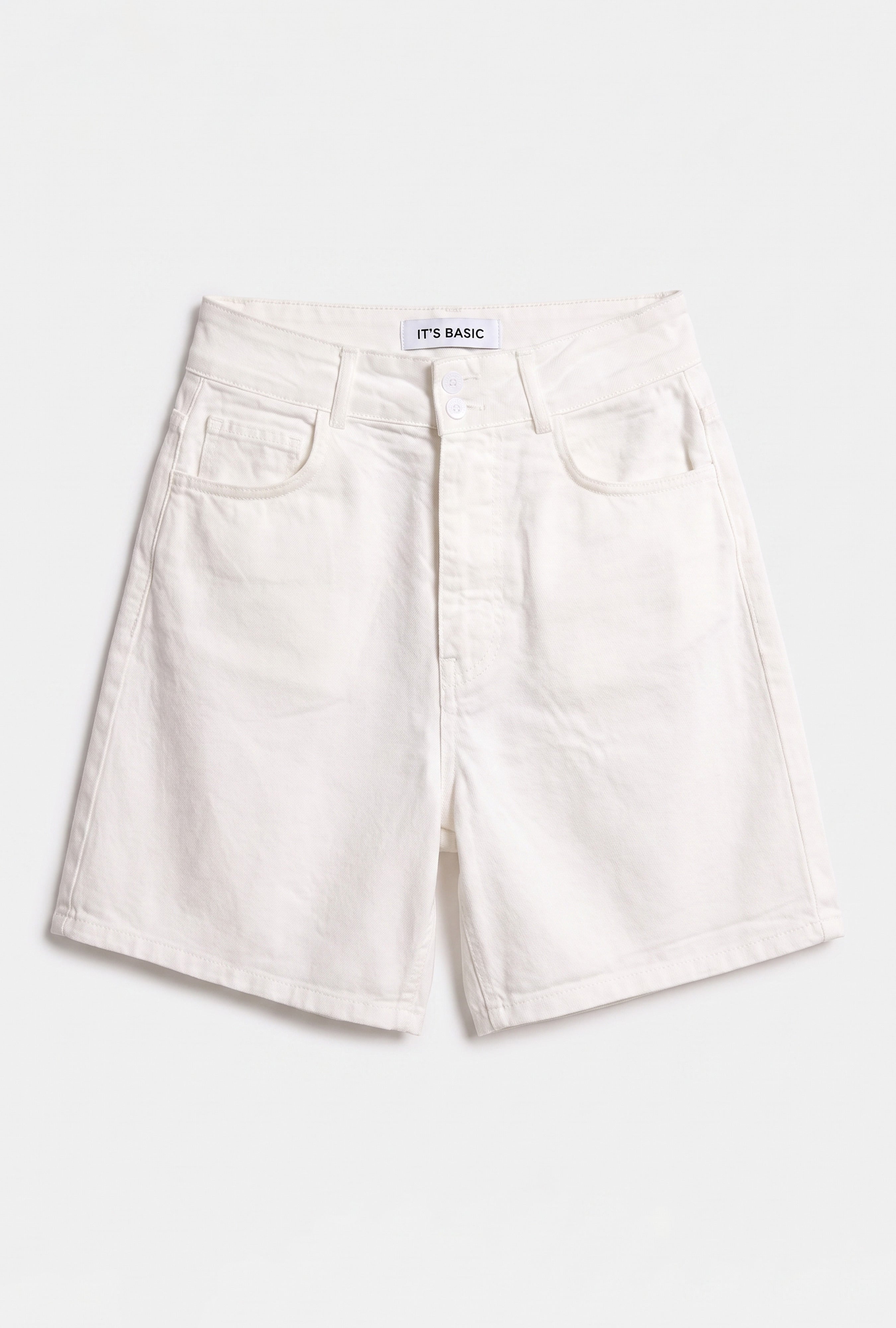 Kadın Kırık Beyaz 7s6-101 Mom Relax Denim Şort