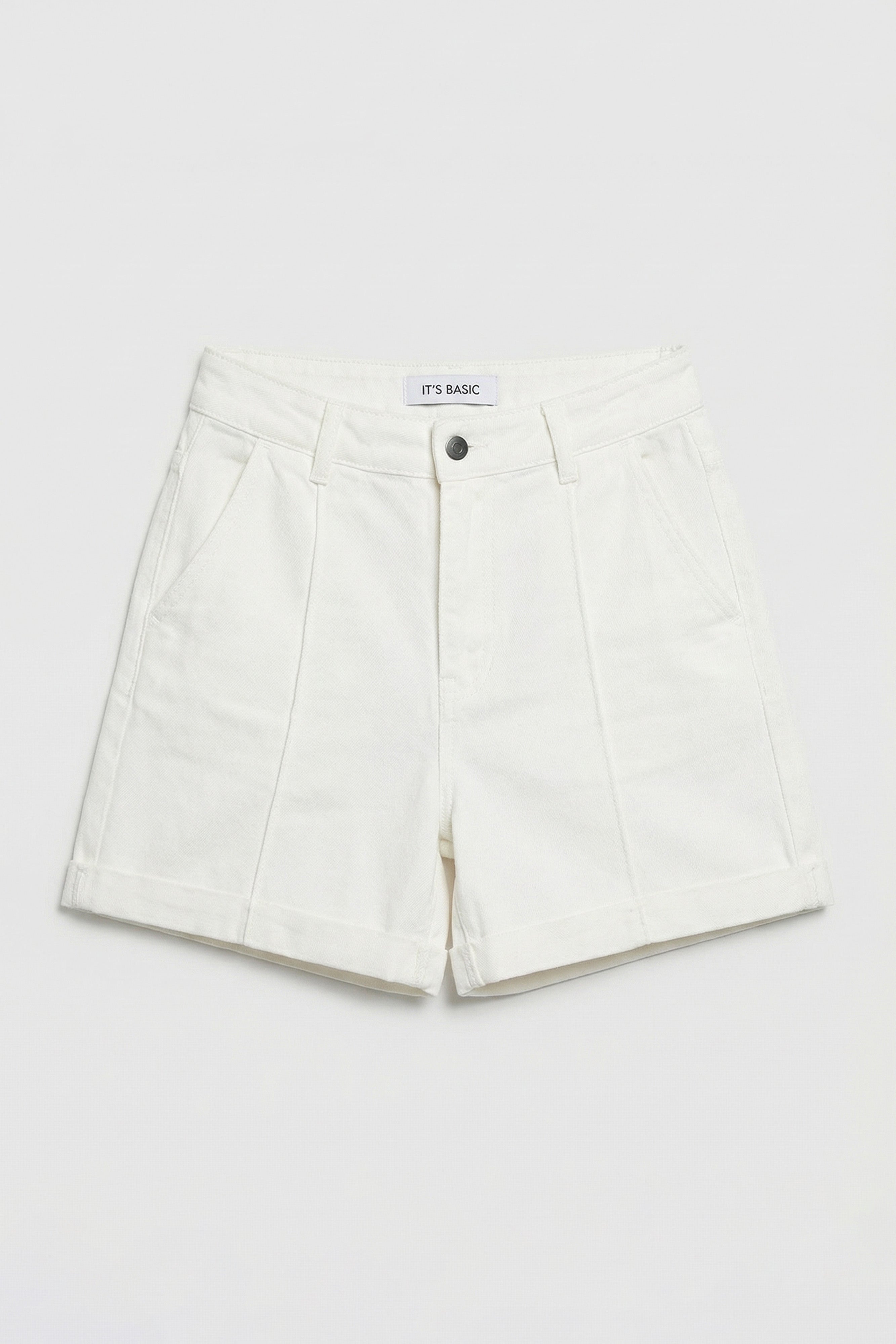 Kadın Kırık Beyaz 7s6-101 Straight Fit Relax Denim Şort