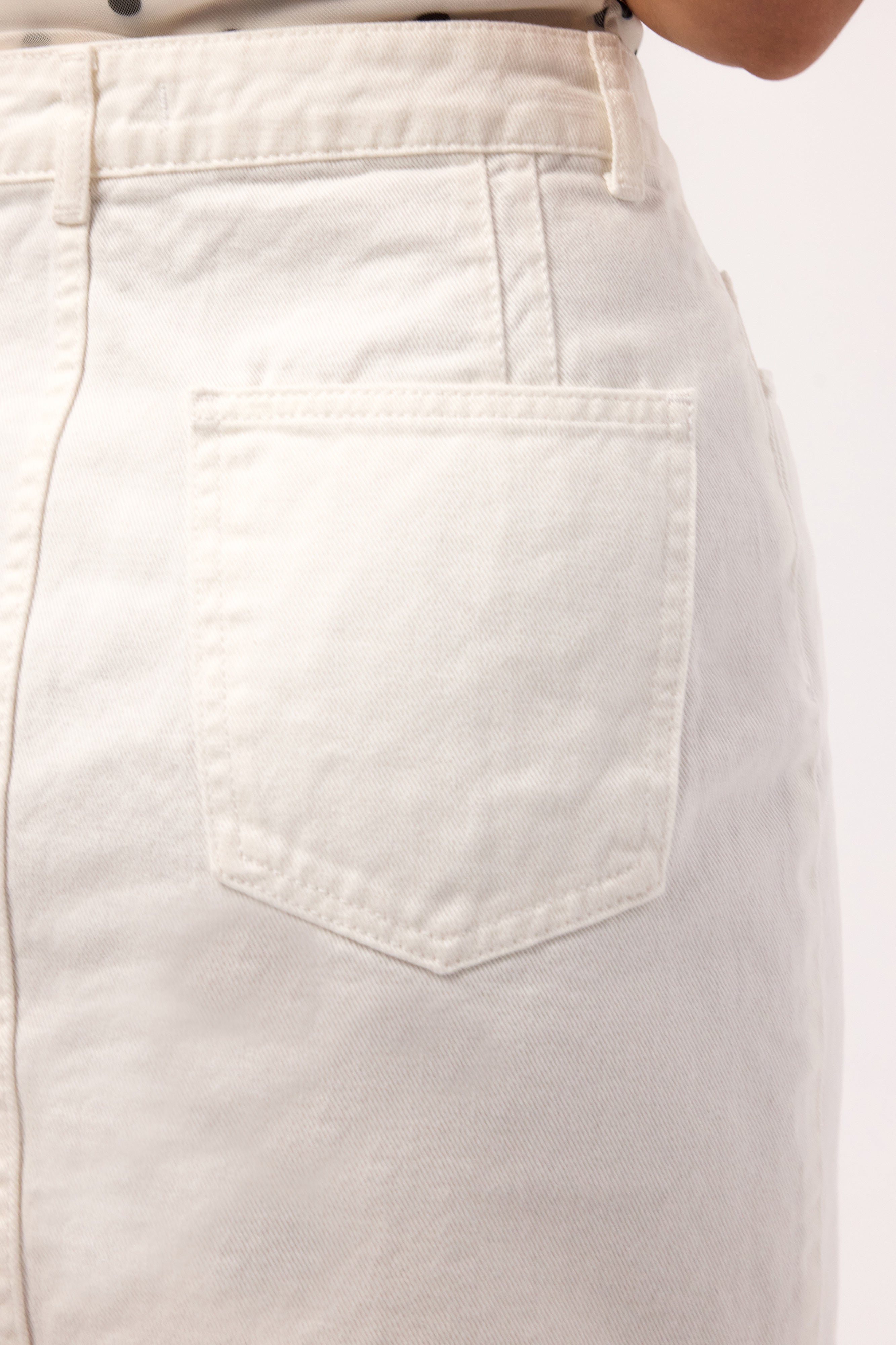 Kadın Kırık Beyaz 7s6-101 Straight Mini Denim Etek