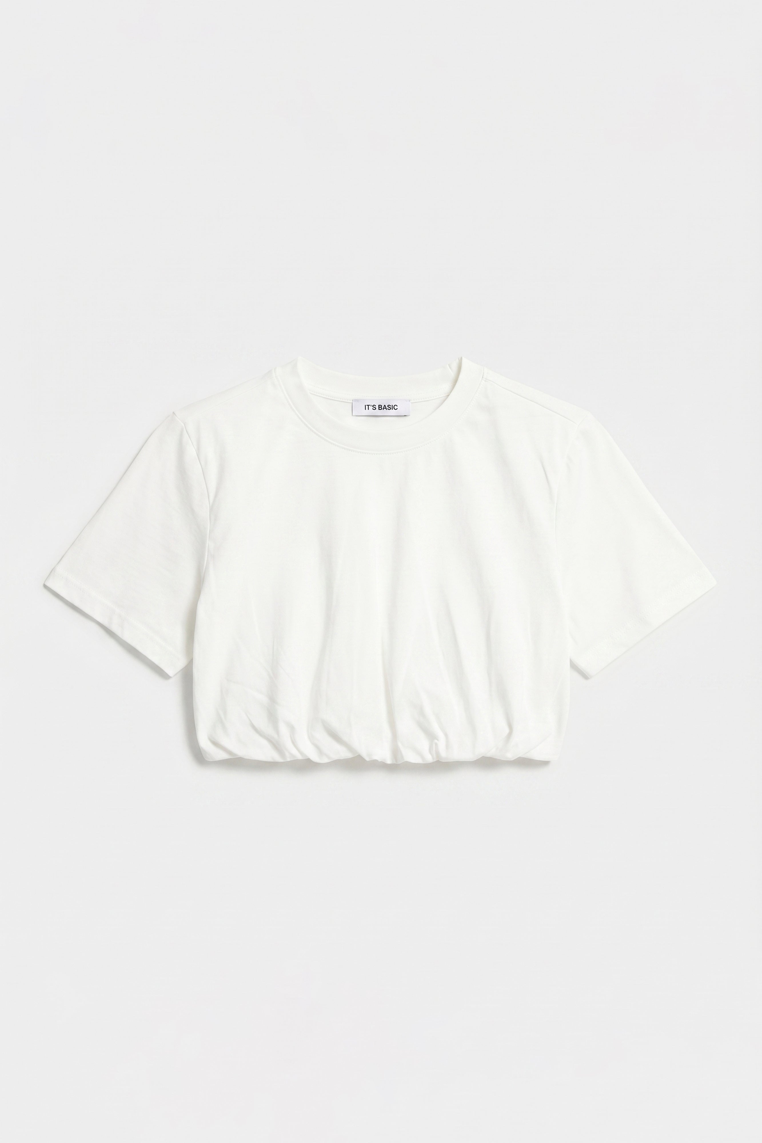 Kadın Kırık Beyaz s6-101 Crop Balon Fit T-Shirt