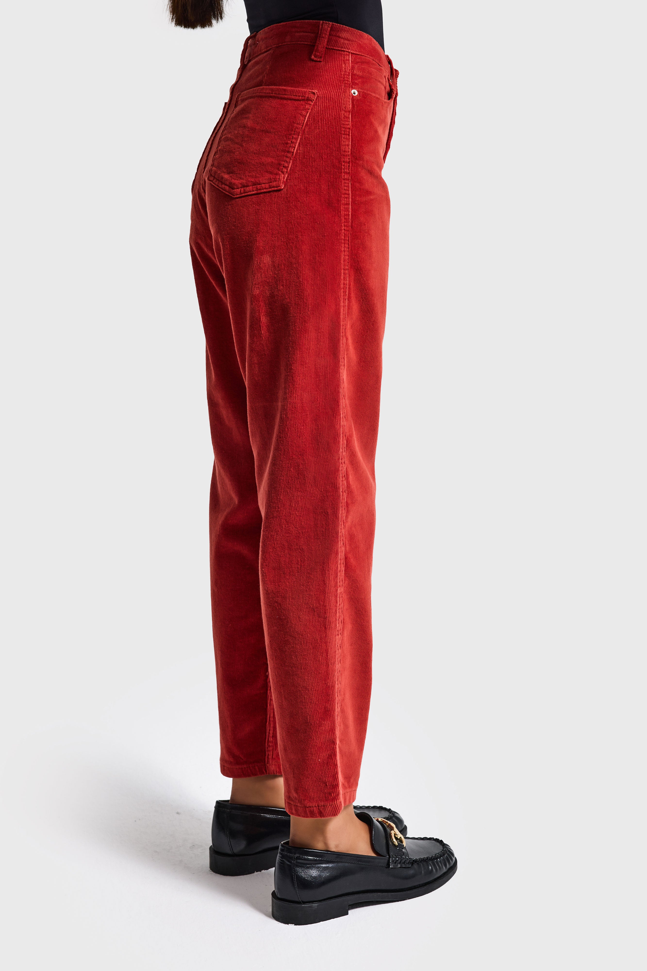 Kadın Koral Renk 26w5-104 Relax Fit Esnek Kumaş İnce Fitilli Velvet Kadife Kumaş Pantolon