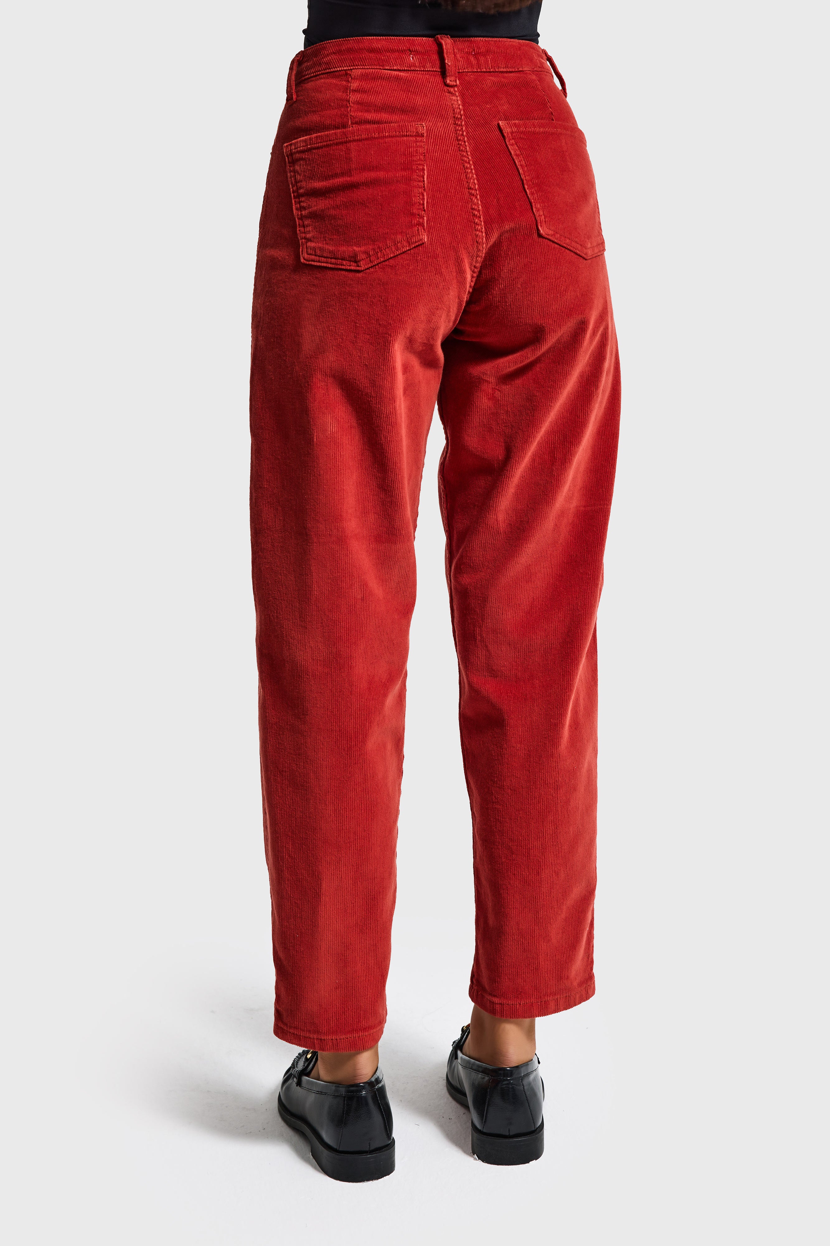 Kadın Koral Renk 26w5-104 Relax Fit Esnek Kumaş İnce Fitilli Velvet Kadife Kumaş Pantolon