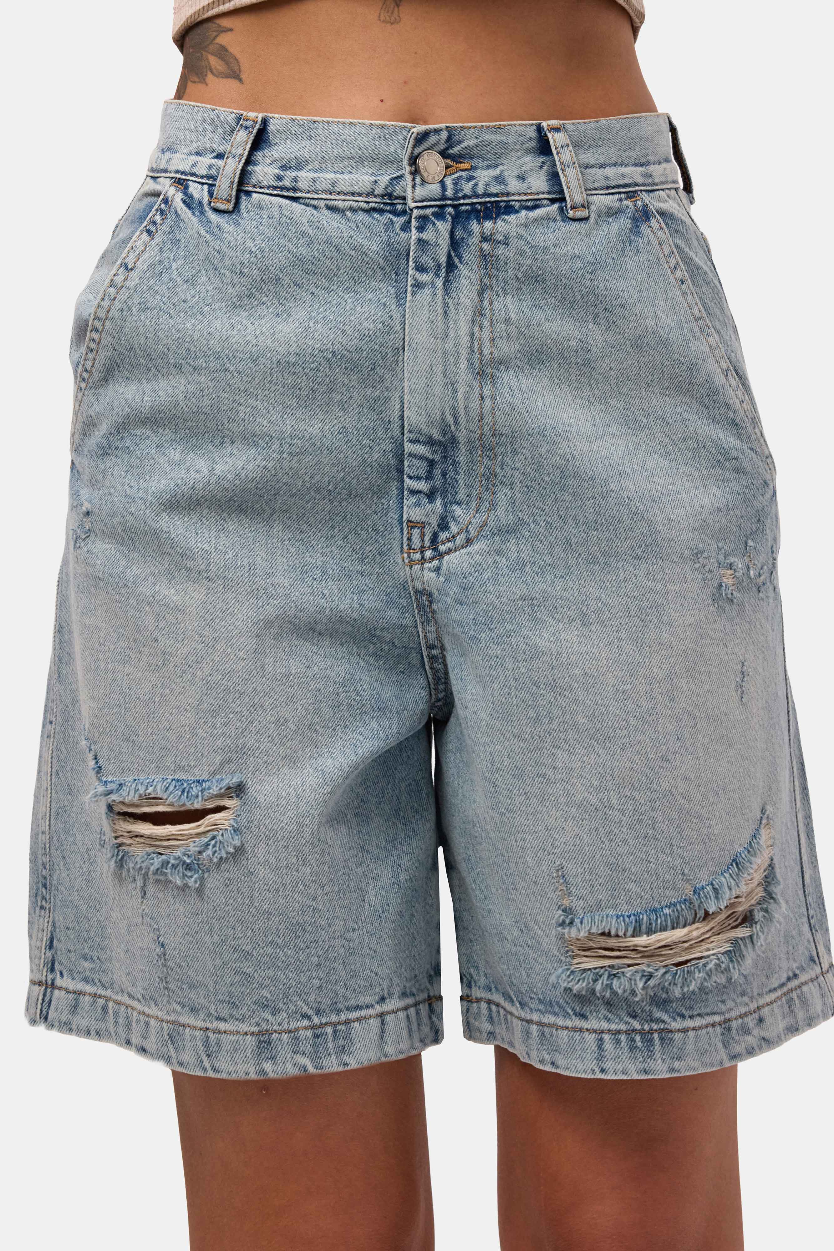 Kadın Kot Rengi 12s6-32 Skater Fit Denim Bermuda Şort