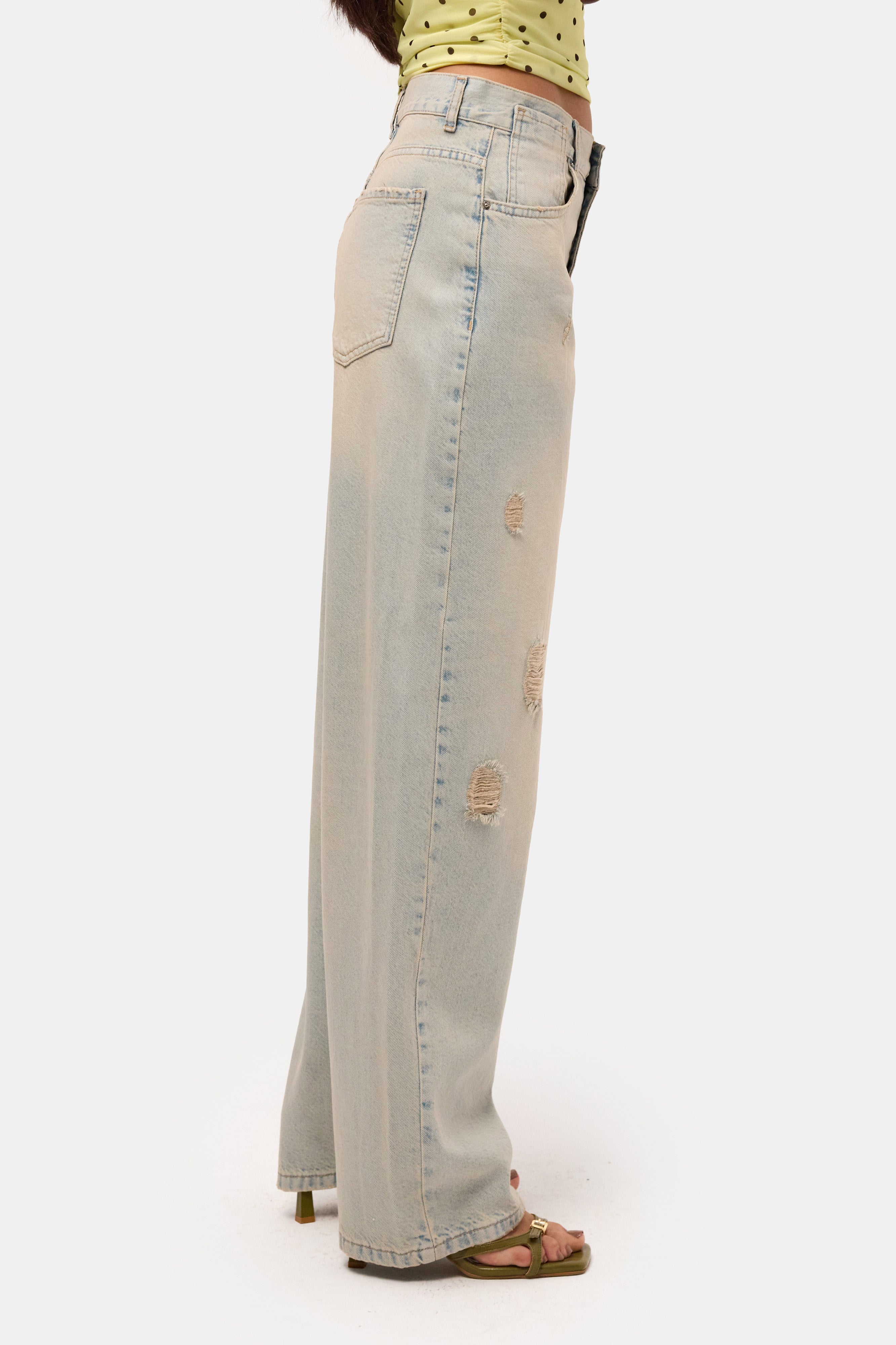 Kadın Kot Rengi 12s6-65 Loose Baggy Fit Denim Jean