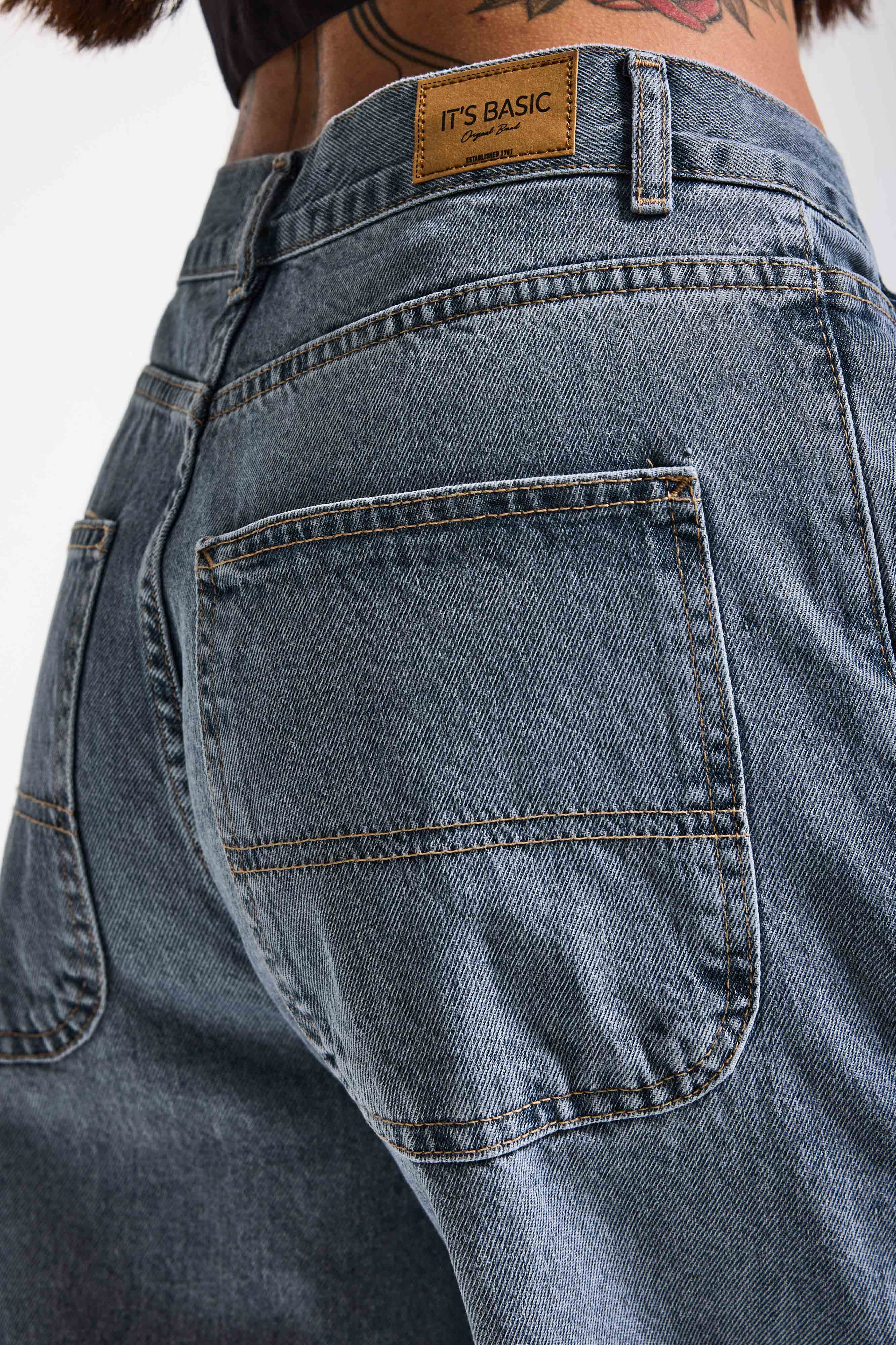 Kadın Kot Rengi 17s6-125 Skater Fit Bol Kesim Denim Jean