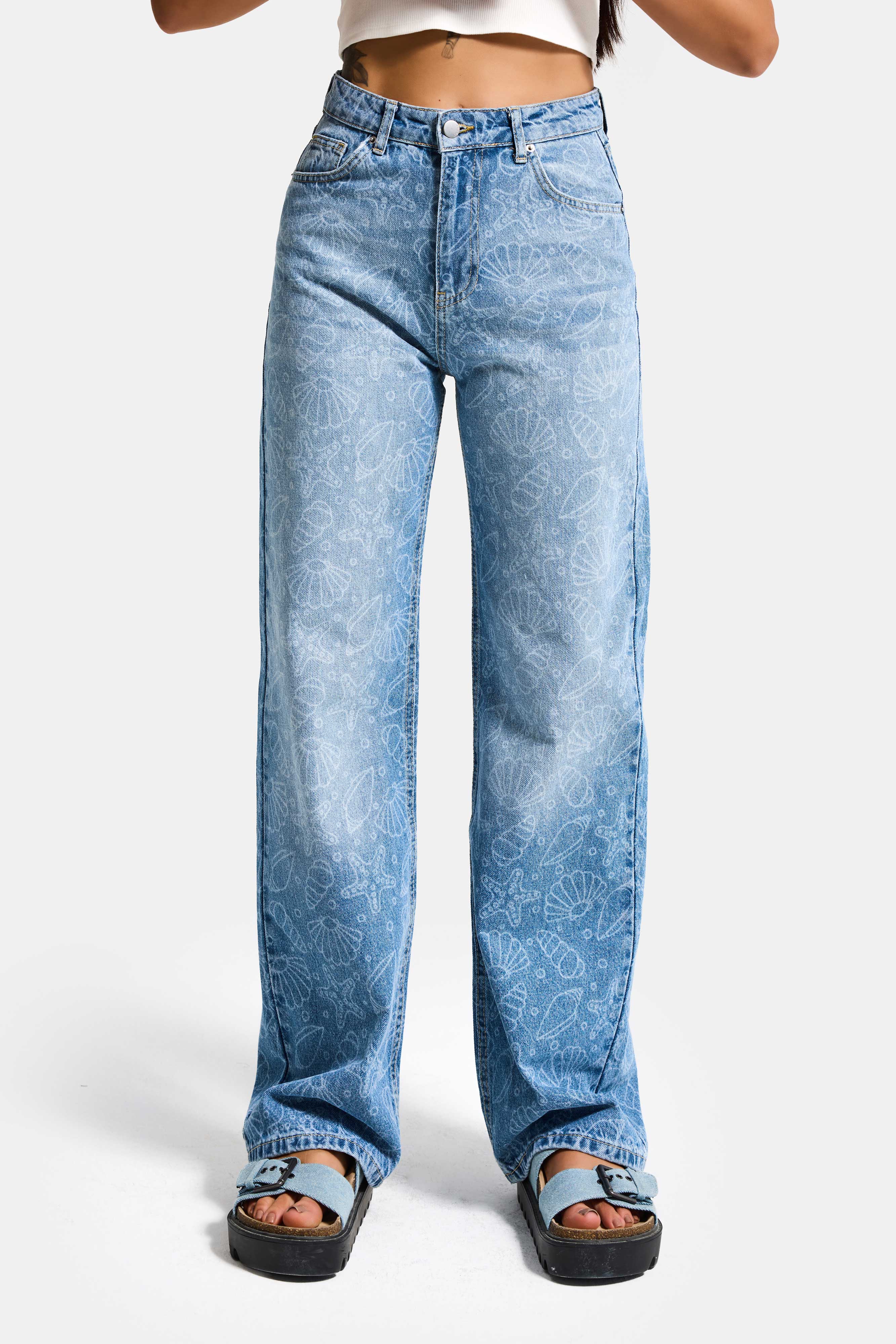 Kadın Kot Rengi 2s6-27 Straight Fit Yüksek Bel %100 Koton Tasarım Denim Jean