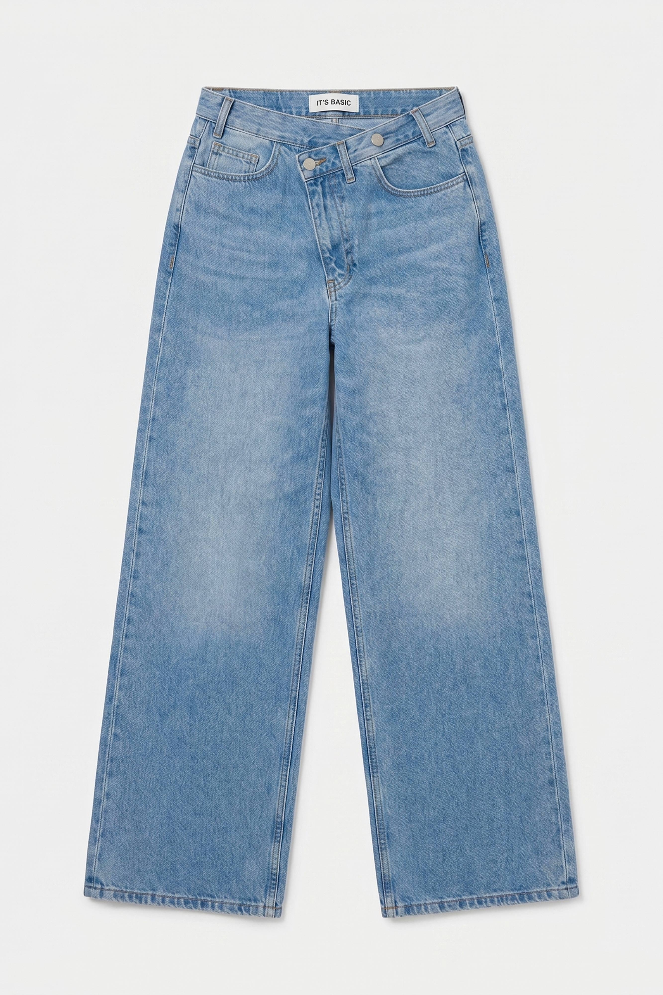 Kadın Kot Rengi 2s6-3 Palazzo Baggy Fit Kemer Detaylı Tasarım Denim Jean