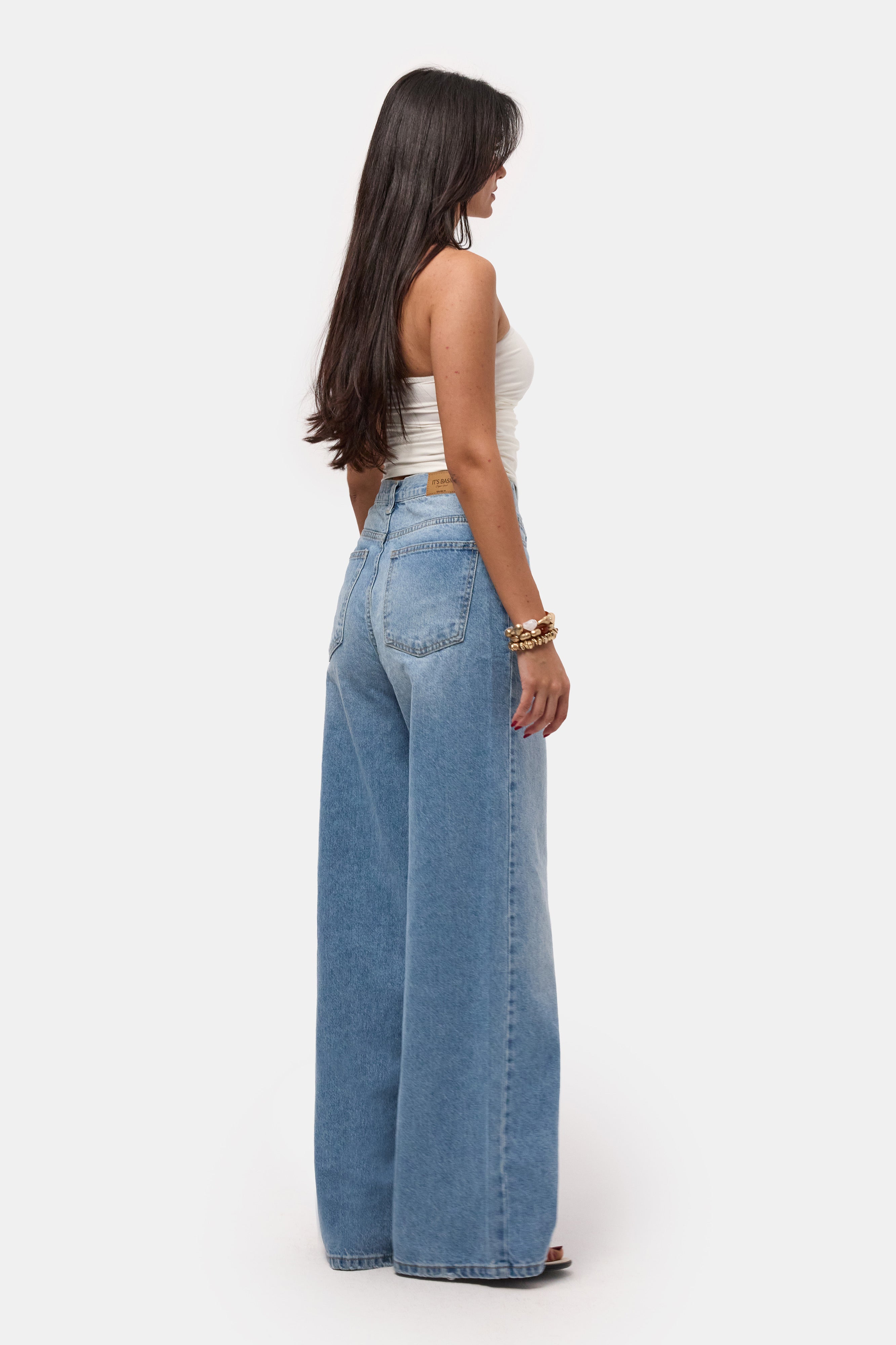 Kadın Kot Rengi 2s6-3 Palazzo Baggy Fit Kemer Detaylı Tasarım Denim Jean
