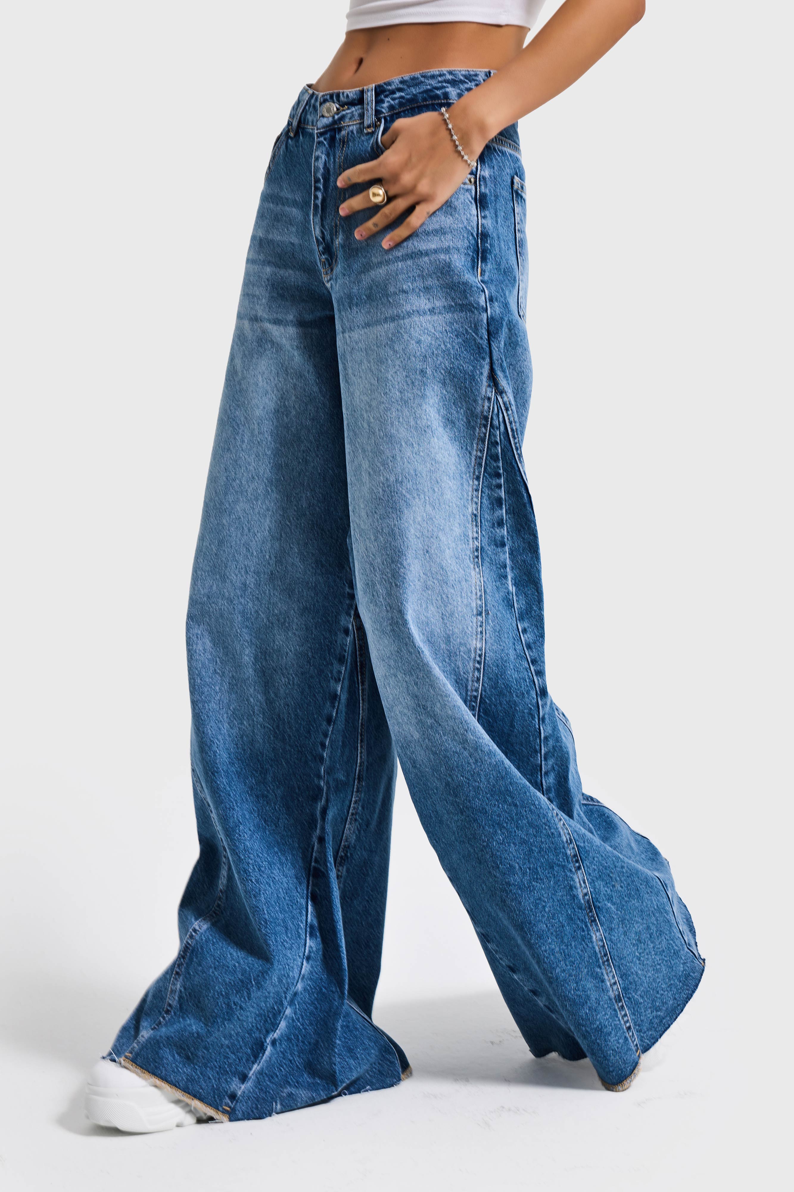 Kadın Kot Rengi 2s6-4 Süper Palazzo %100 Koton Denim Jean