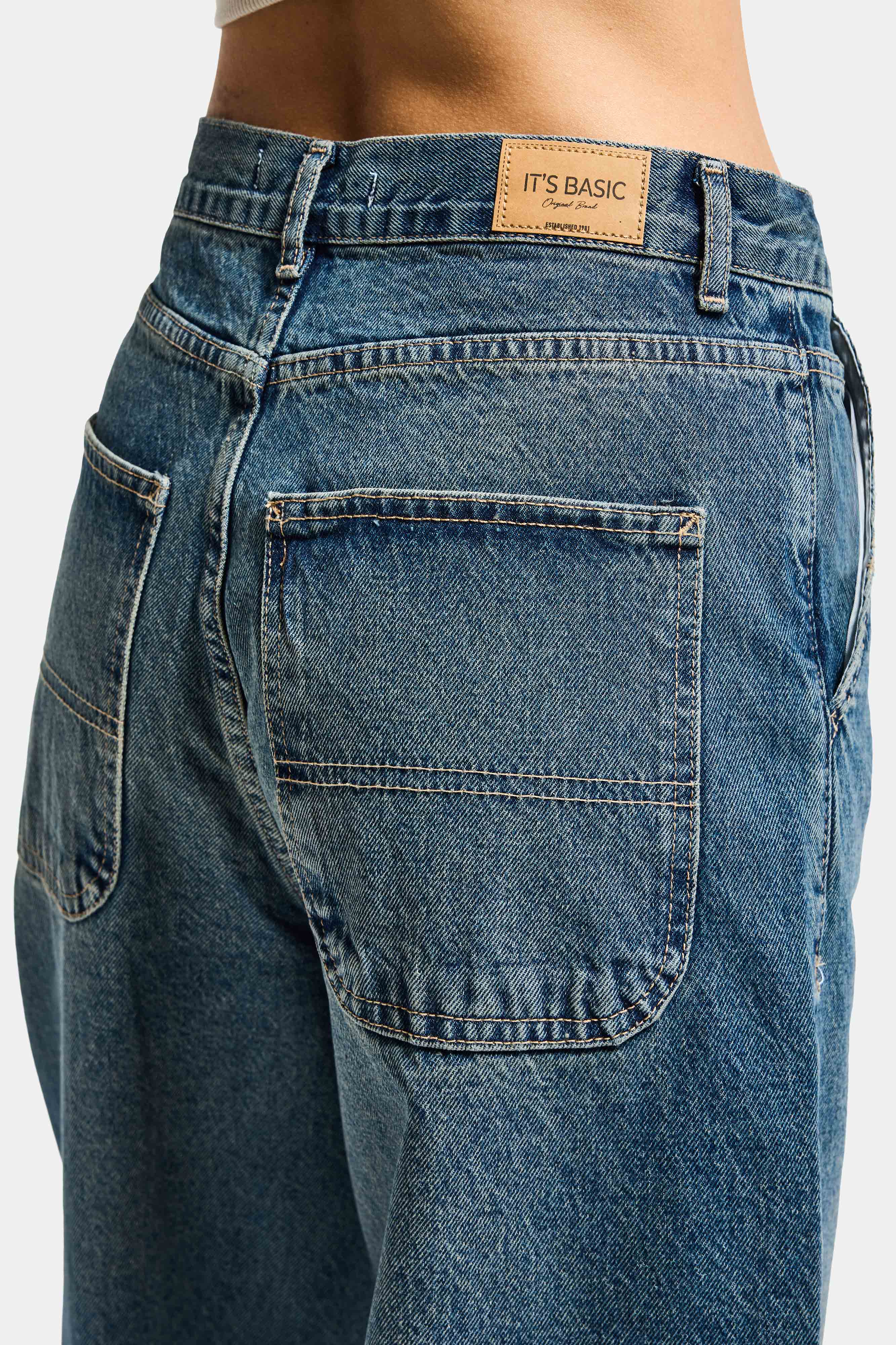 Kadın Kot Rengi 2s6-8 Skater Fit Bol Kesim %100 Koton Denim Jean