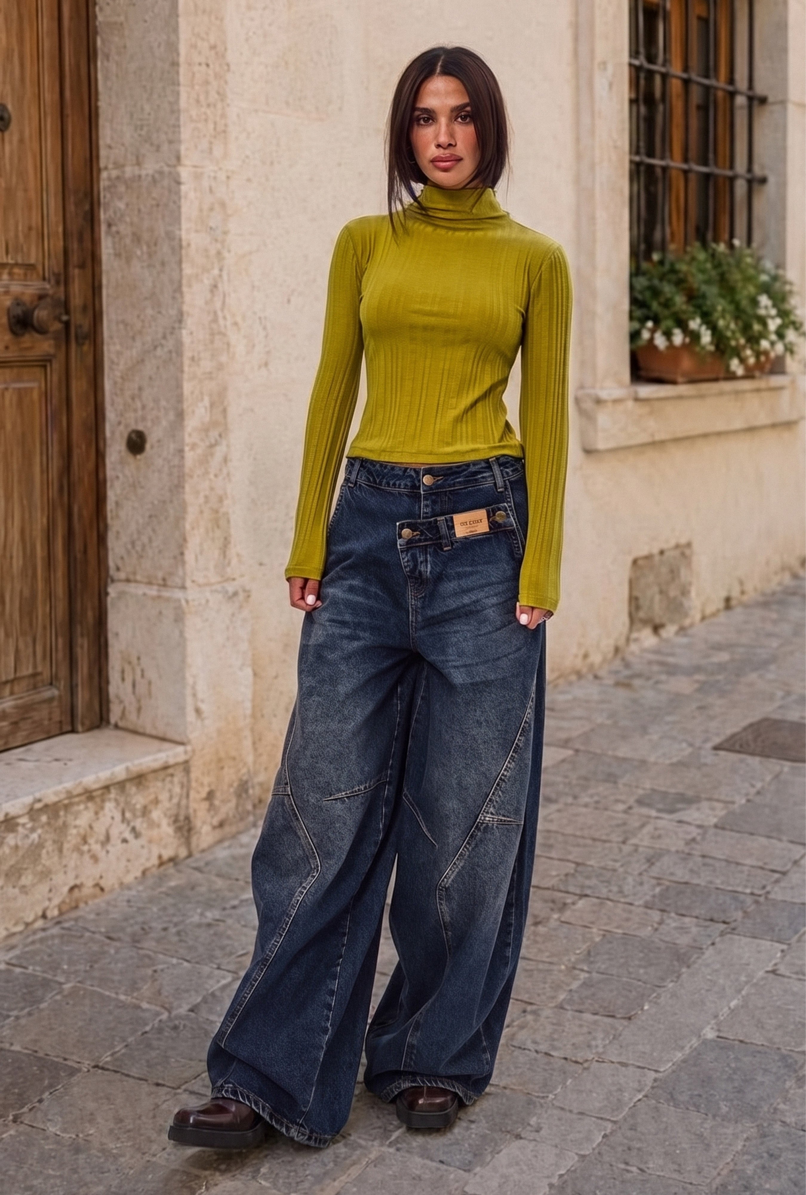 Kadın Kot Rengi 2w6-8 Barrel Fit Süper Bol Kesim Özel Tasarım Denim Jean