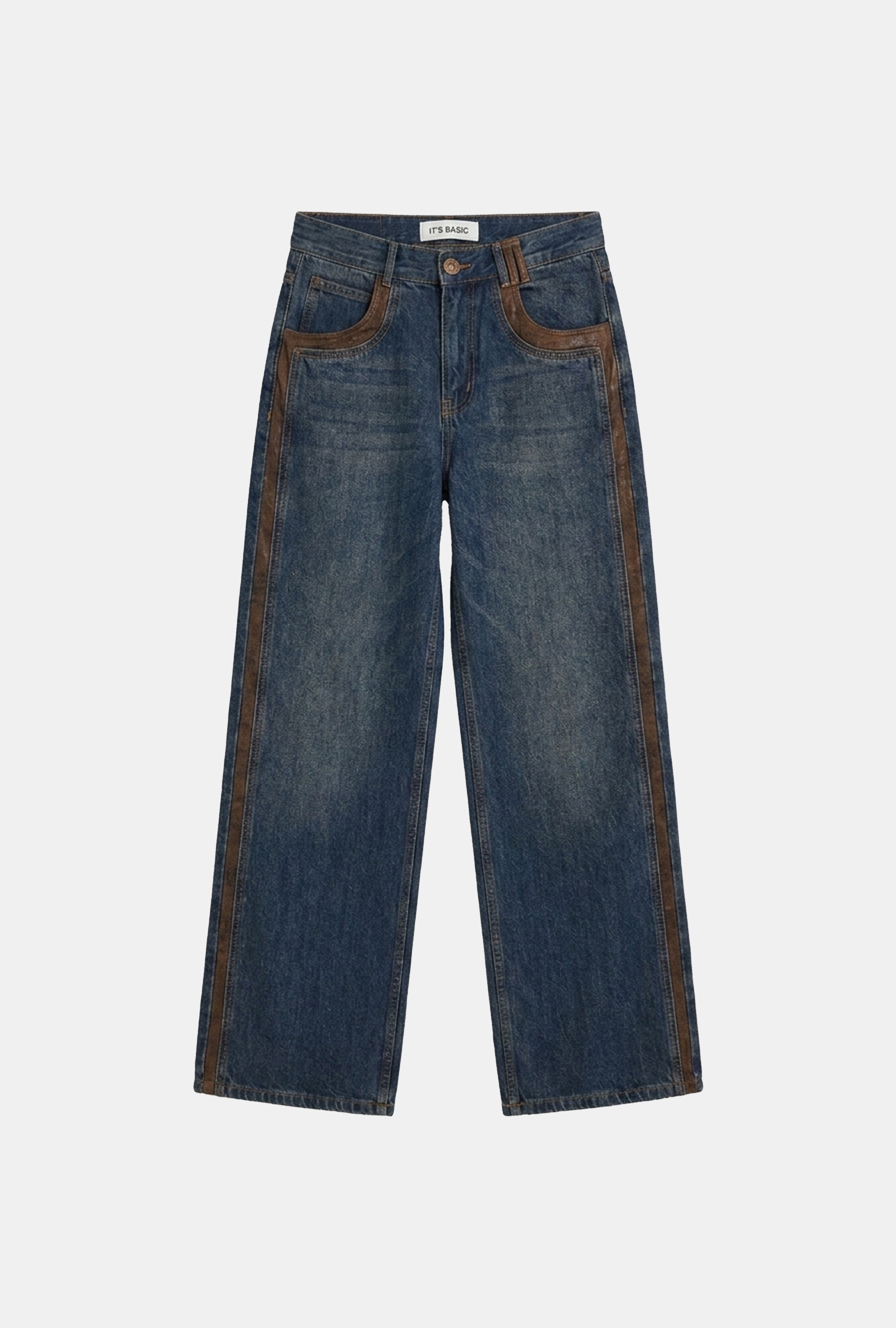 Kadın Kot Rengi 2w6-8 Straight Fit Kahve Çift Parça Özel Tasarım Denim Jean