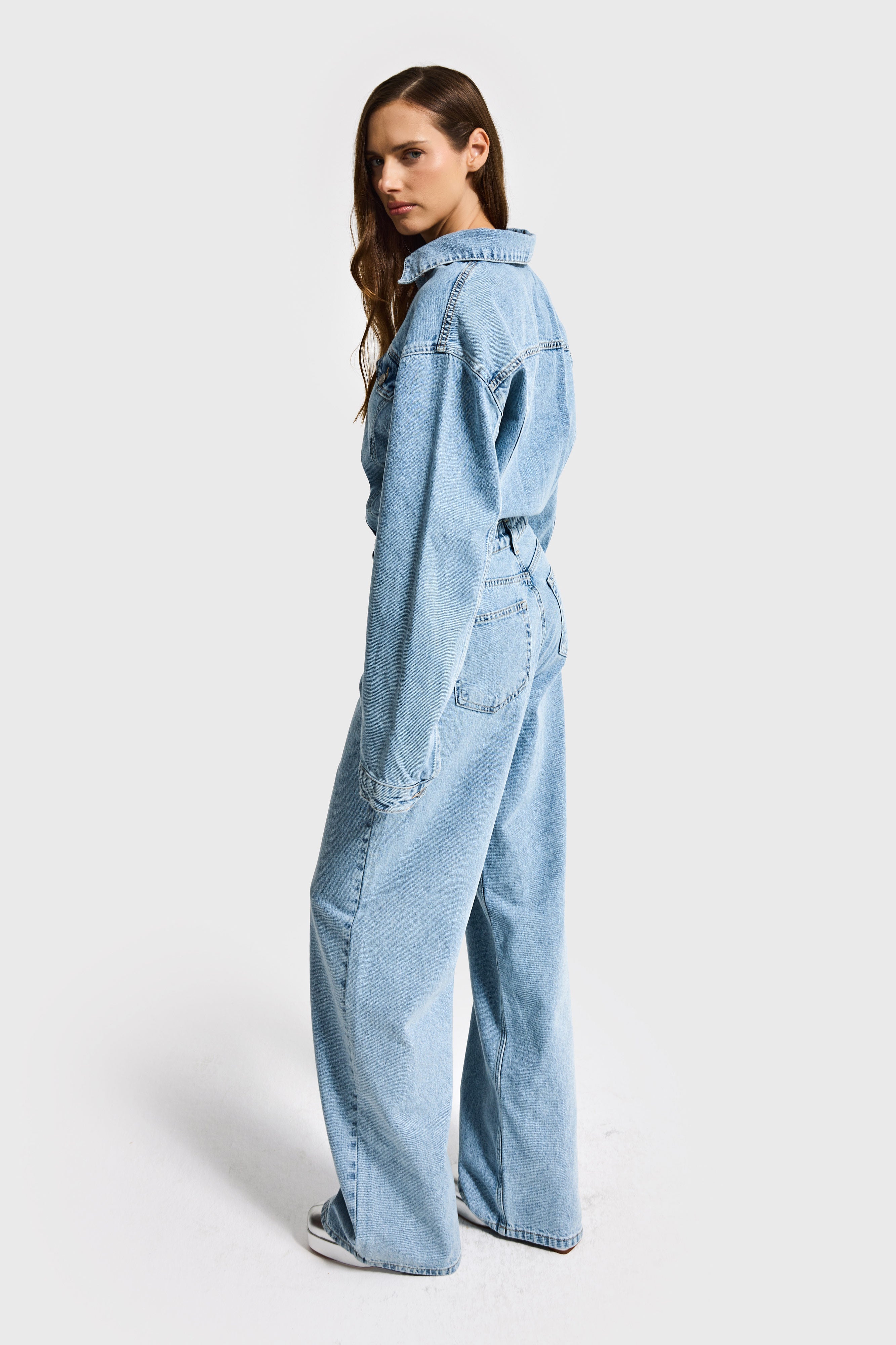 Kadın Kot Rengi 3s6-3 Straight Fit %100 Koton Denim Tulum