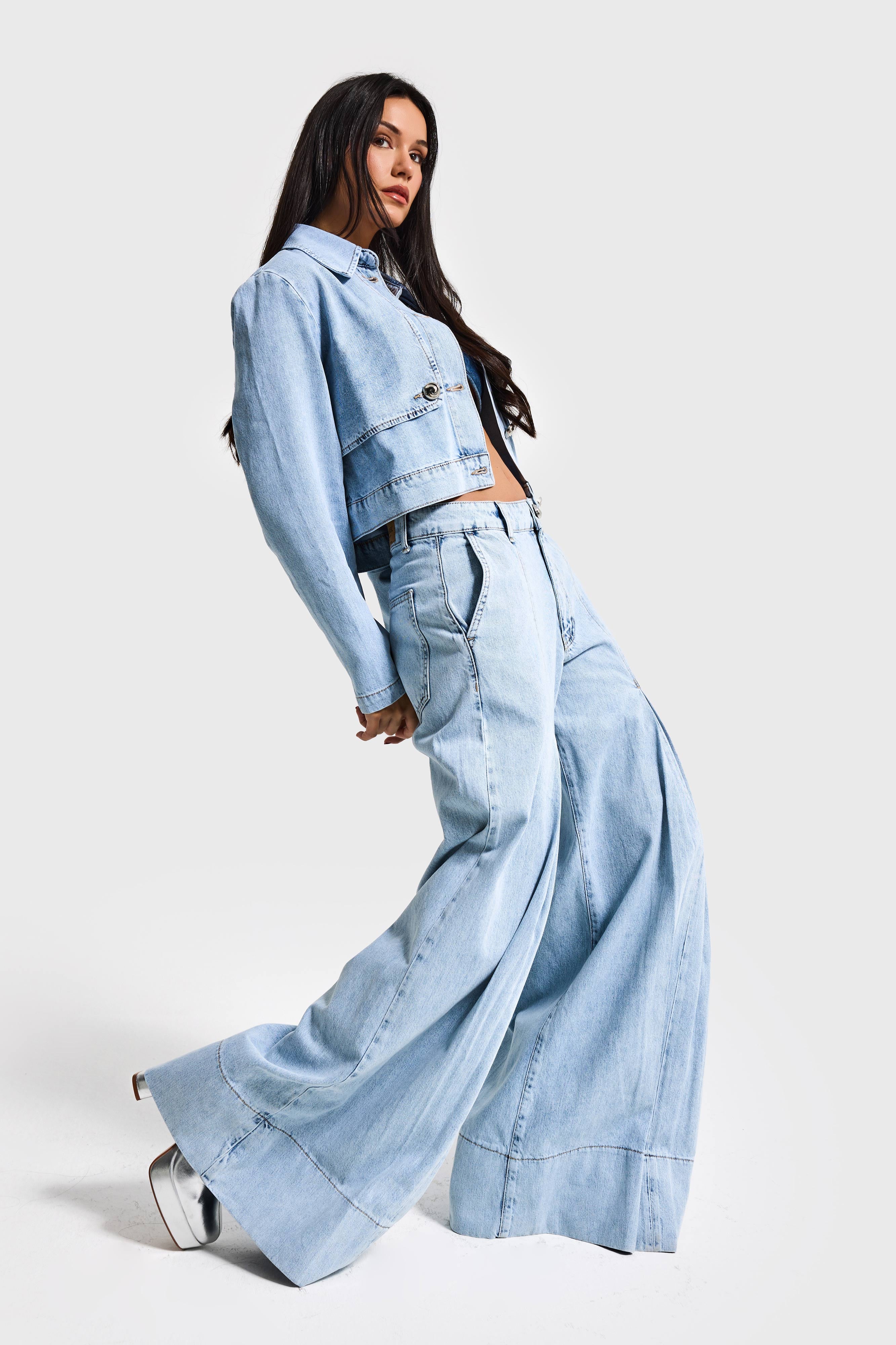 Kadın Kot Rengi 3s6-3 Süper Palazzo Fit Viskon Kumaş Denim Jean