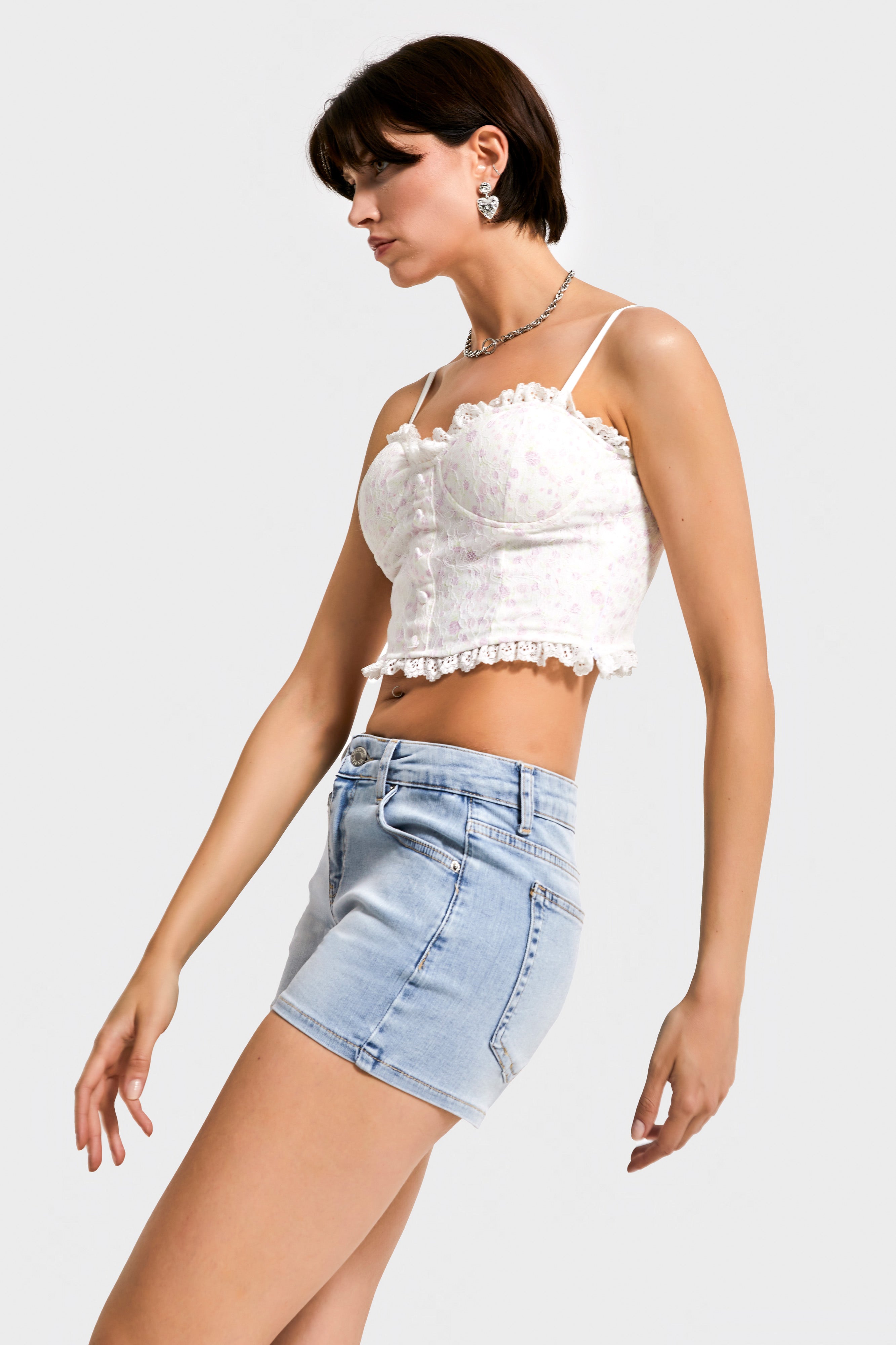 Dames denim kleur 4s5-3 mini lengte volledig flexibele lycra stof denim shorts