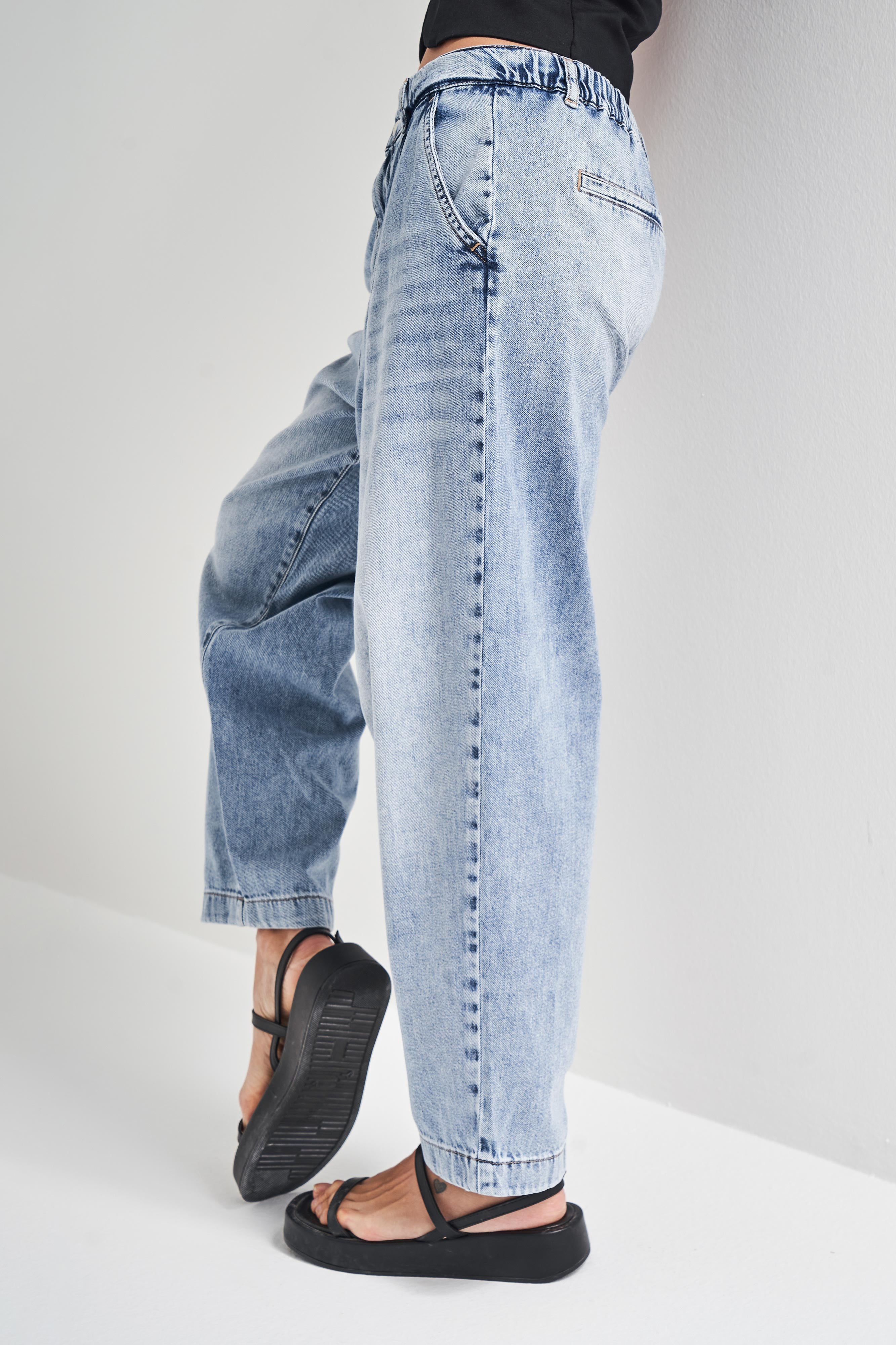Kadın Kot Rengi 4S527 Rahat Kesim Skater Fit %100 Koton Denim