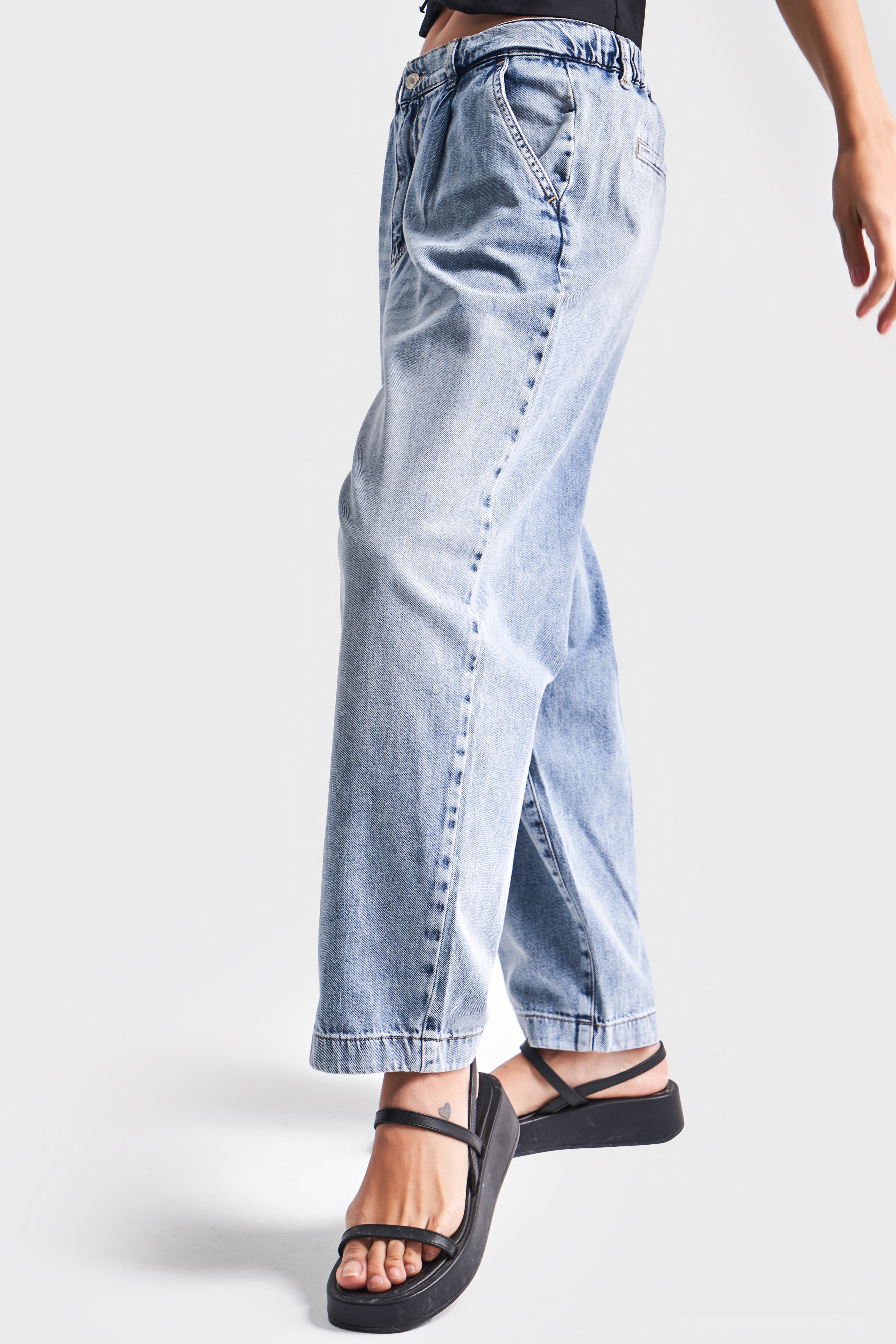 Kadın Kot Rengi 4S527 Rahat Kesim Skater Fit %100 Koton Denim