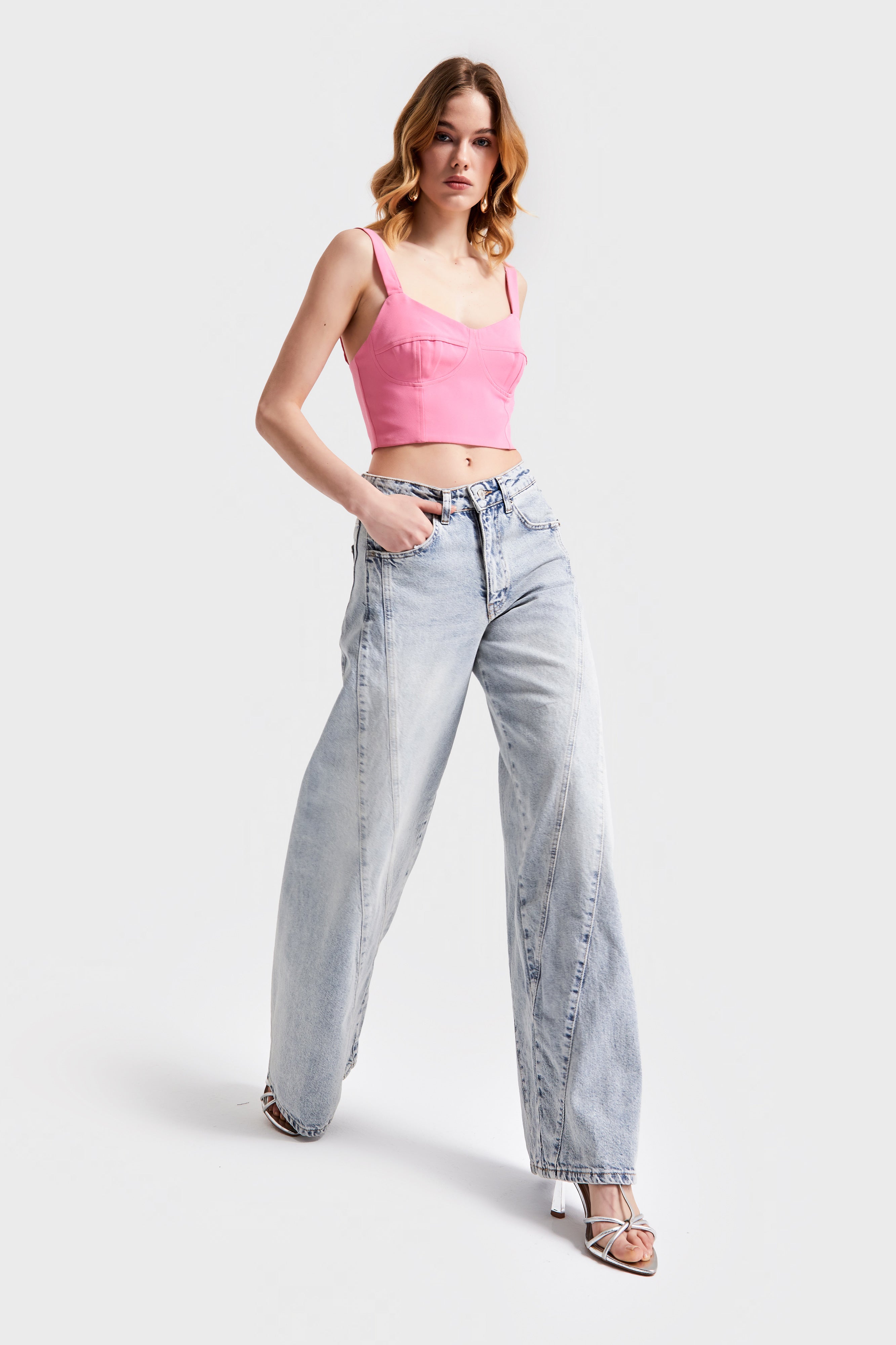 Women's Jeans Color 4S565 Palazzo Fit 100% Cotton Denim