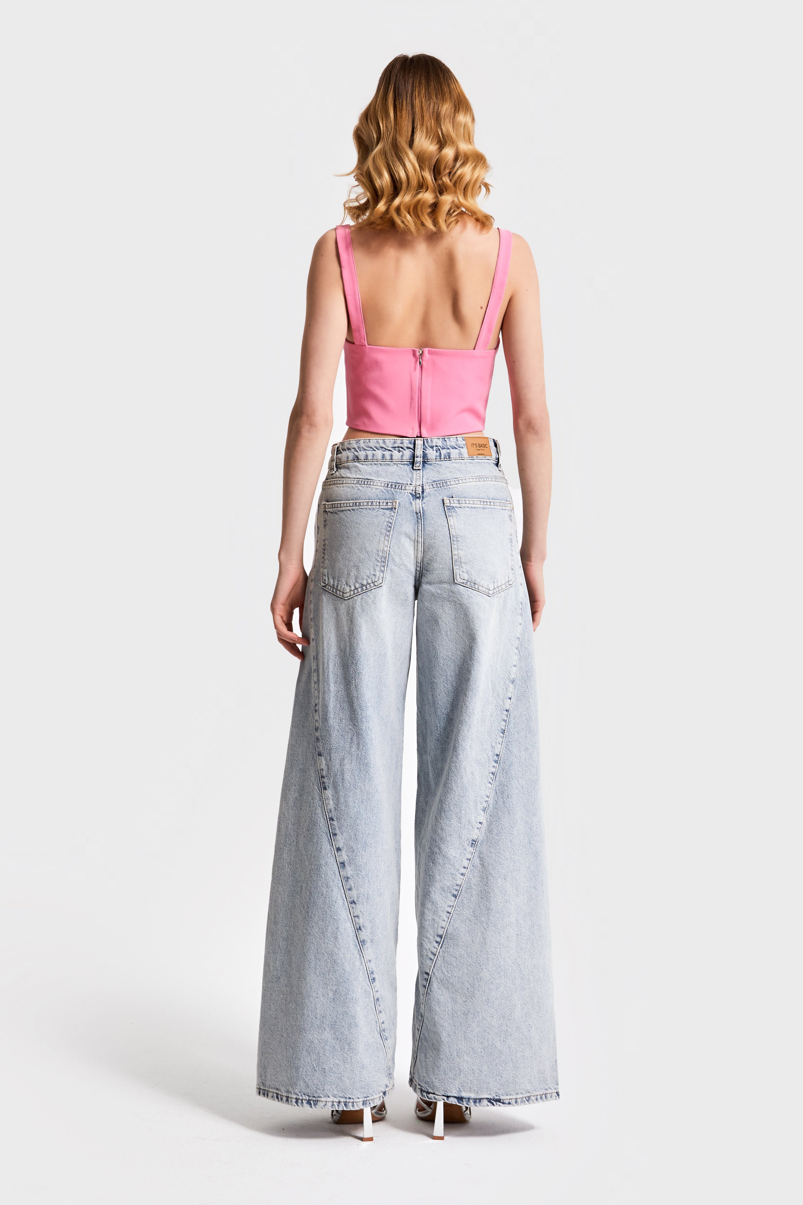 Women's Jeans Color 4S565 Palazzo Fit 100% Cotton Denim