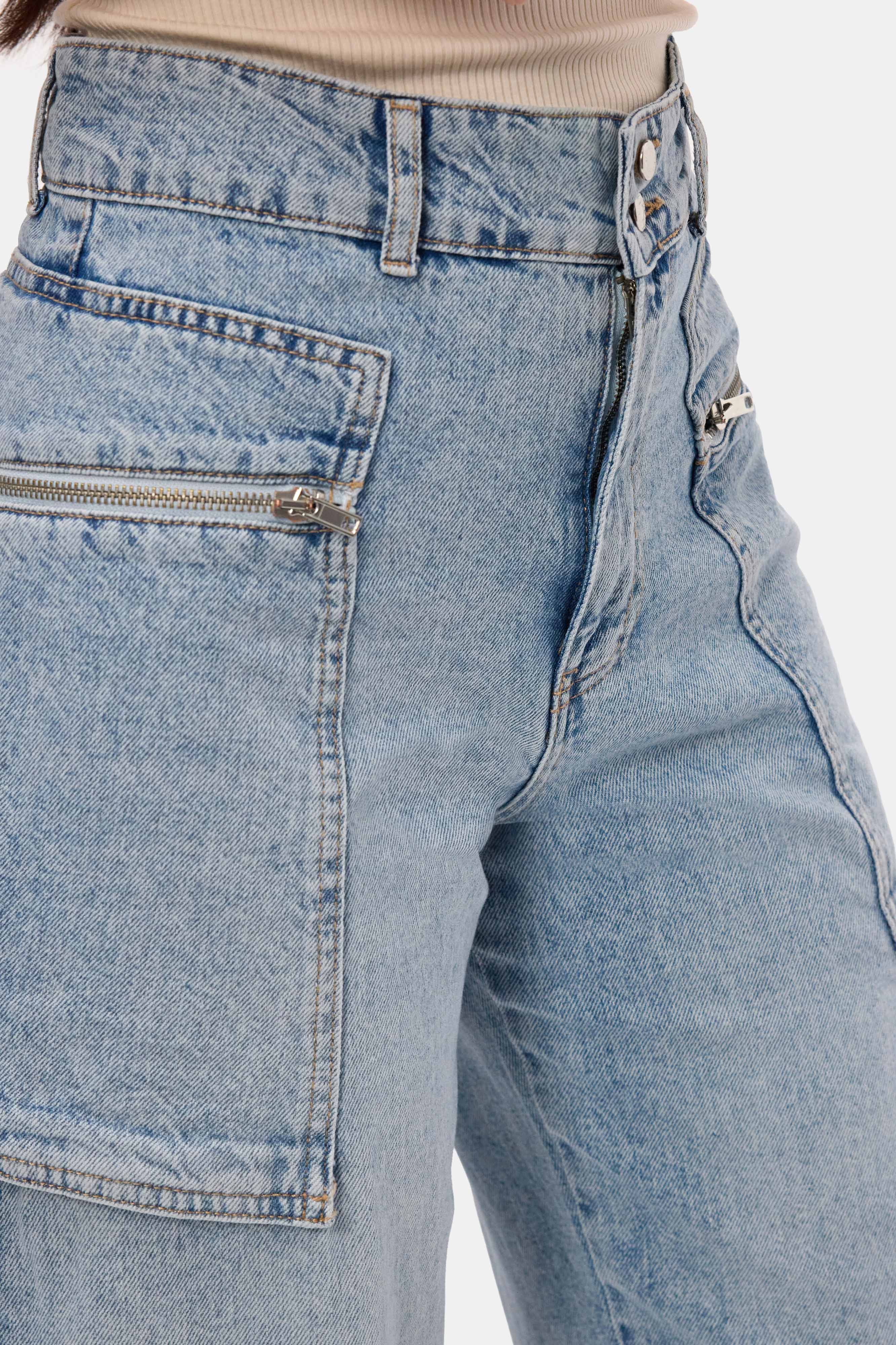 Kadın Kot Rengi 4s6-3 Relax Kargo Fit Denim Jean